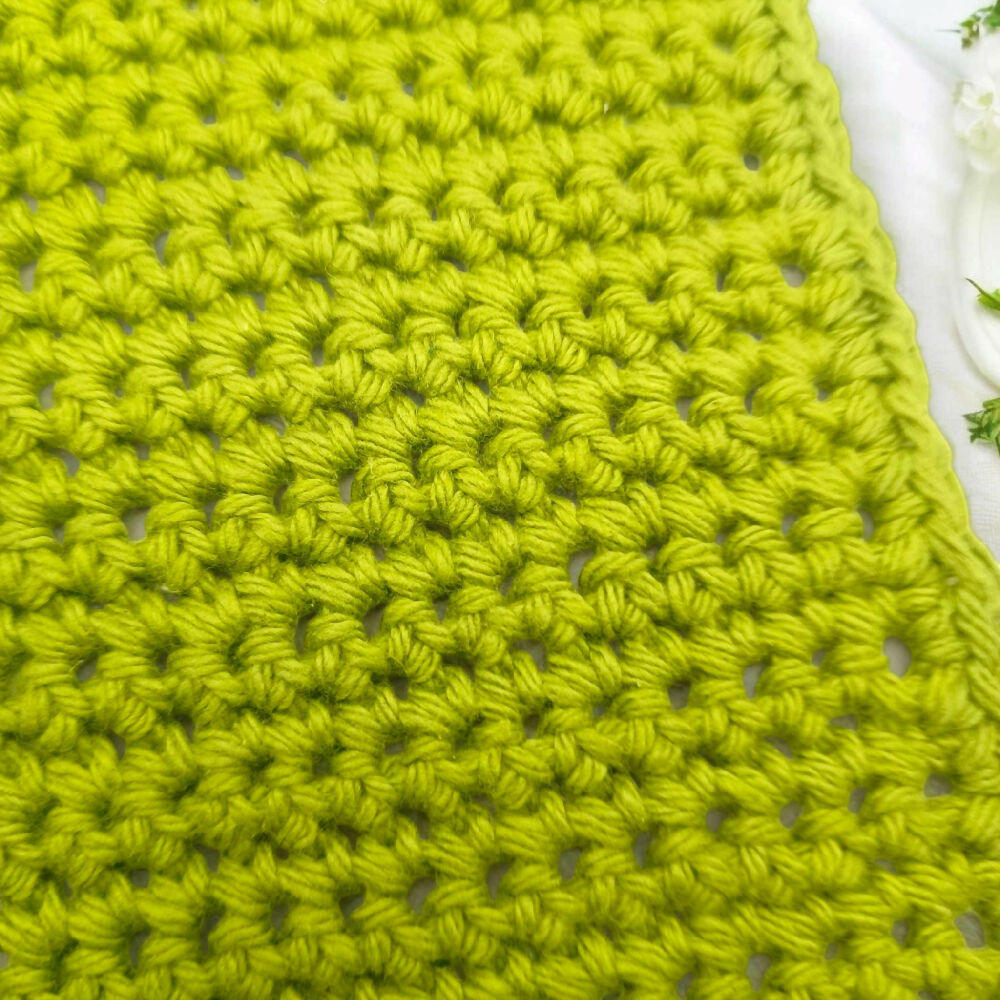 Sage Green Crocheted Cloths, Showing the Stitching Close Up, 7.1.2025