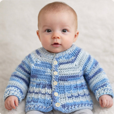 Hand Crocheted “Bambino” Baby Prints Cardigan | 3-6 months