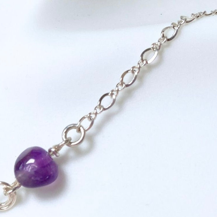 Birthstone necklace | Sterling silver | Wedding Anniversary | Natural gemstones | Amethyst, Herkimer Diamond