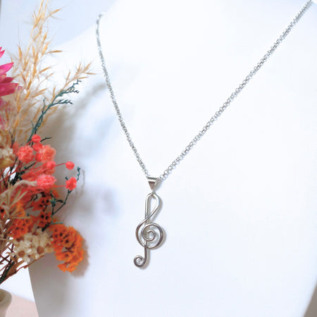 NEW! Treble Clef Music Pendant | Sterling silver | Chain necklace | Music-inspired jewellery