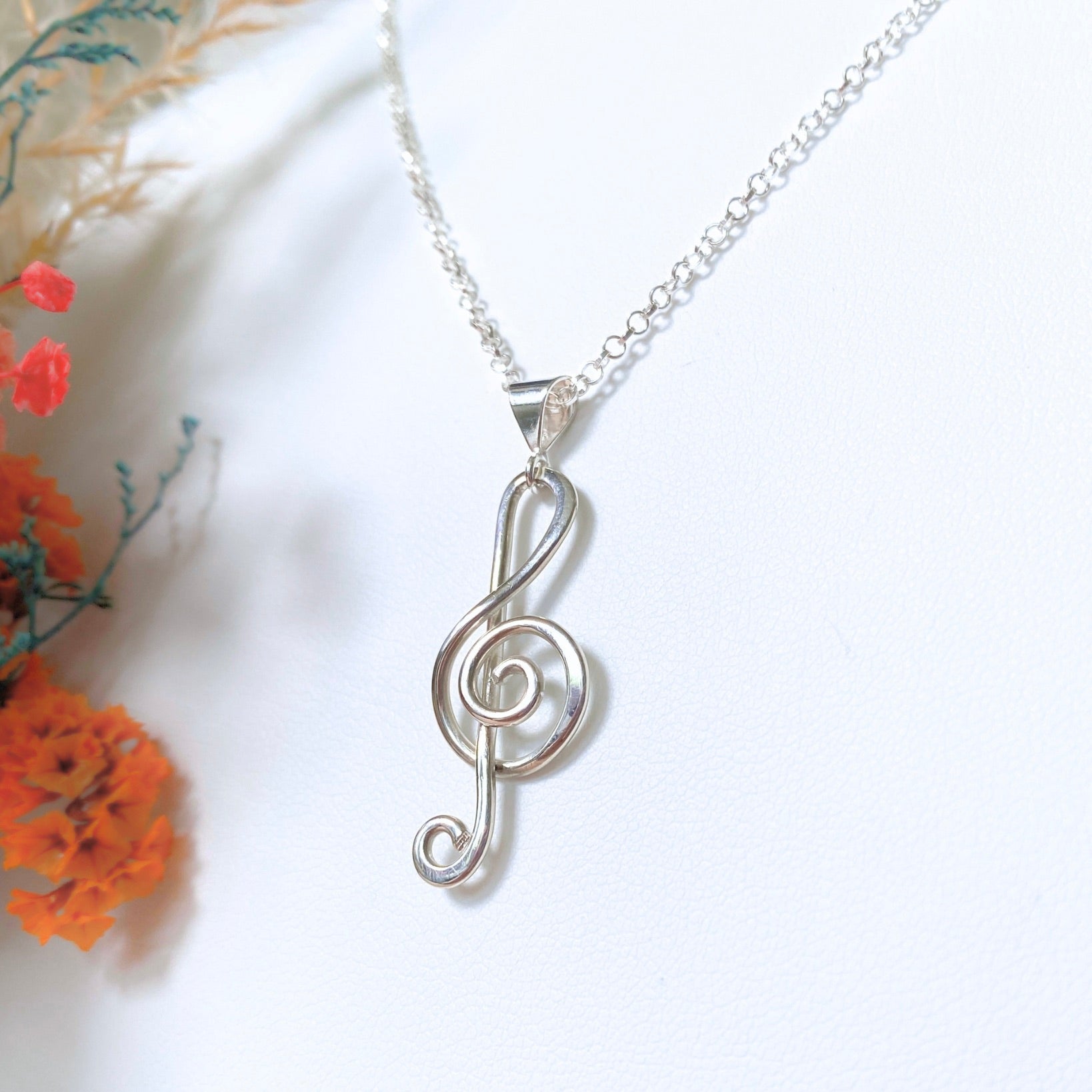 NEW! Treble Clef Music Pendant | Sterling silver | Chain necklace | Music-inspired jewellery