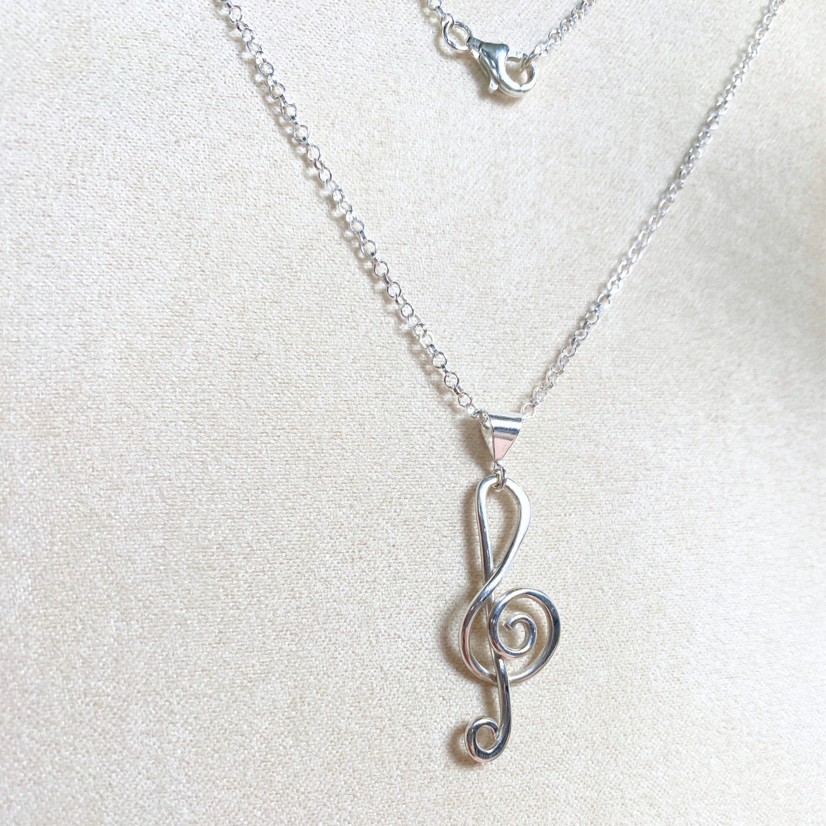 NEW! Treble Clef Music Pendant | Sterling silver | Chain necklace | Music-inspired jewellery