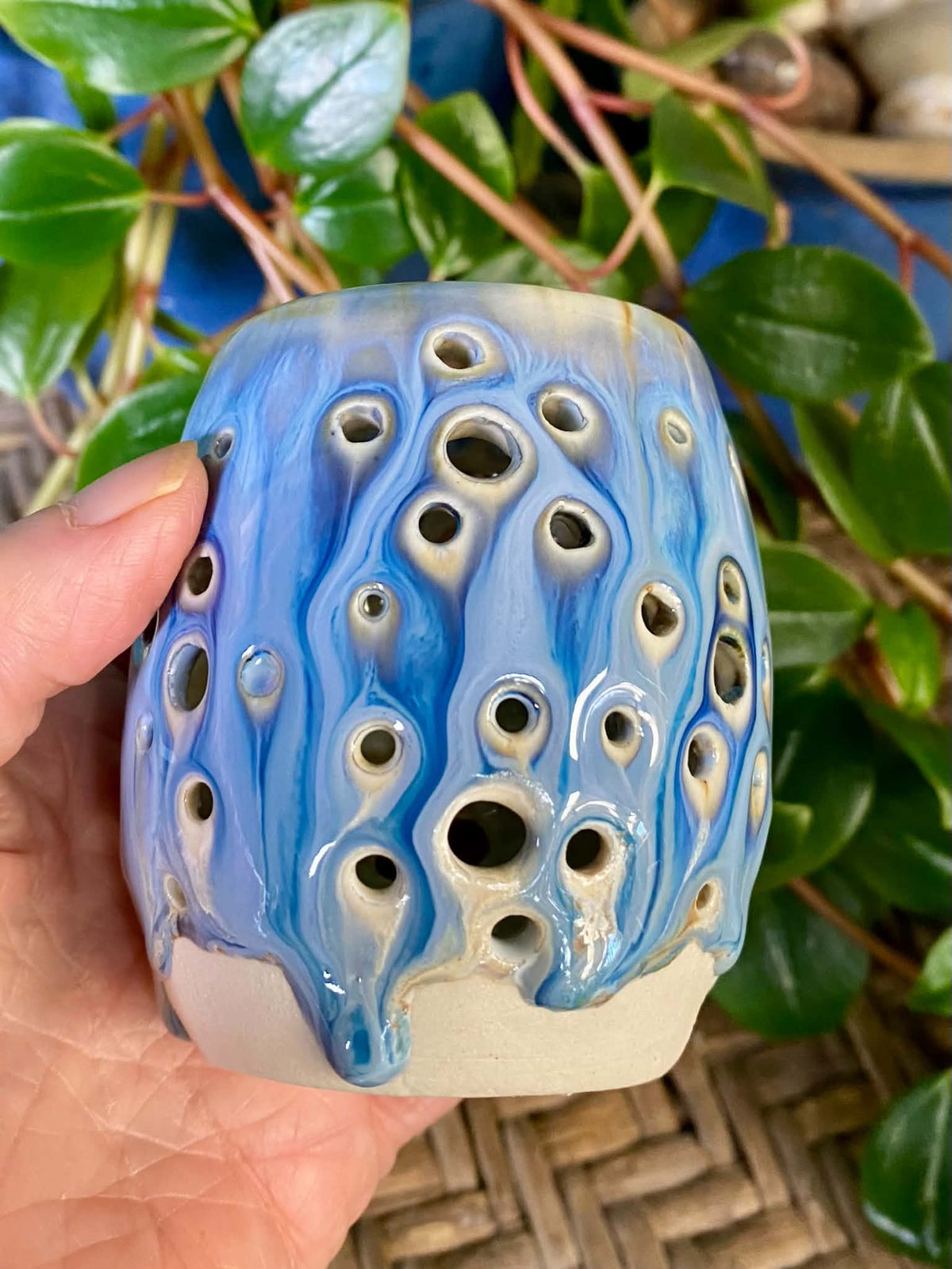 Handmade pottery tea light holders