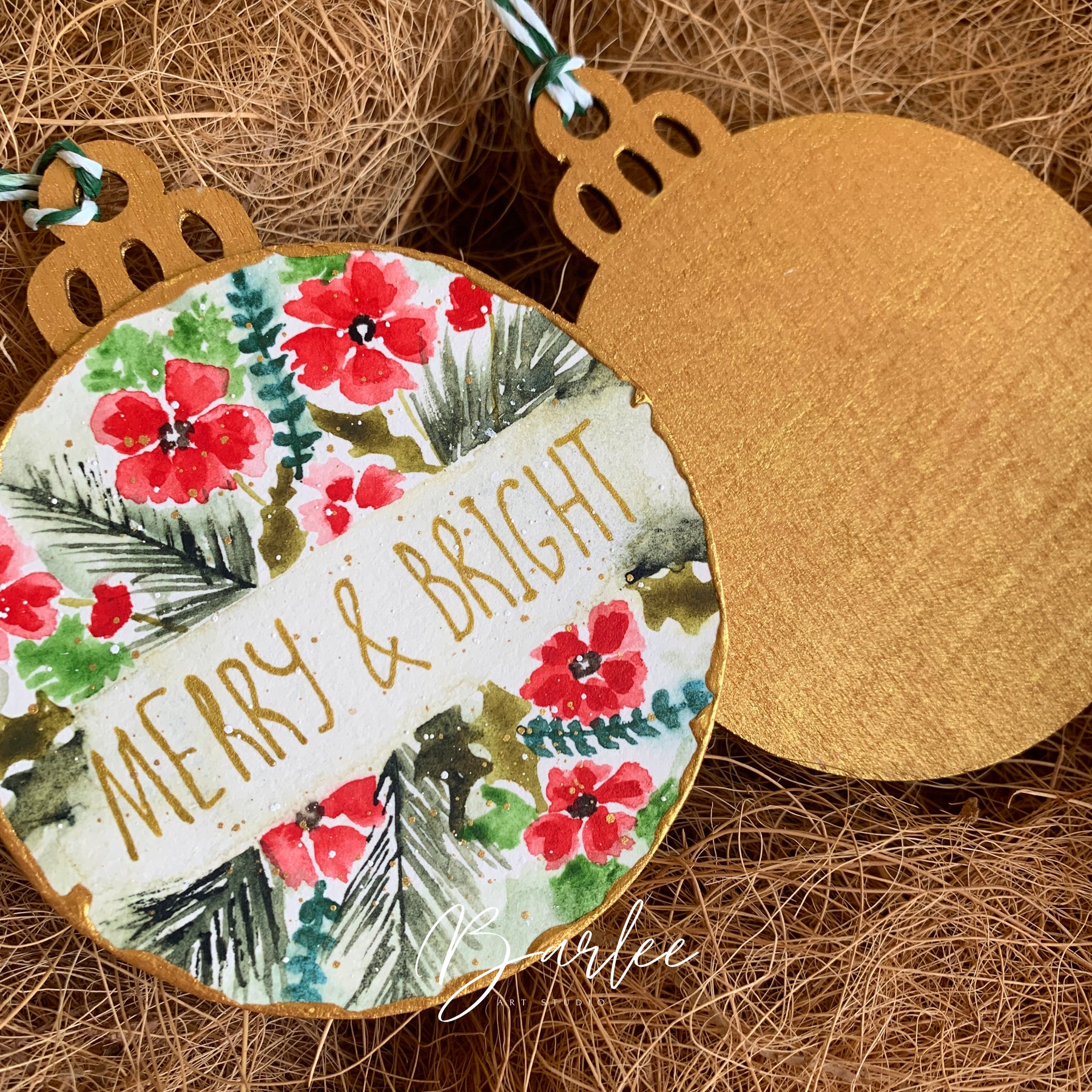 Set of 2 Hand-Painted Christmas Decorations - Unique Ornaments