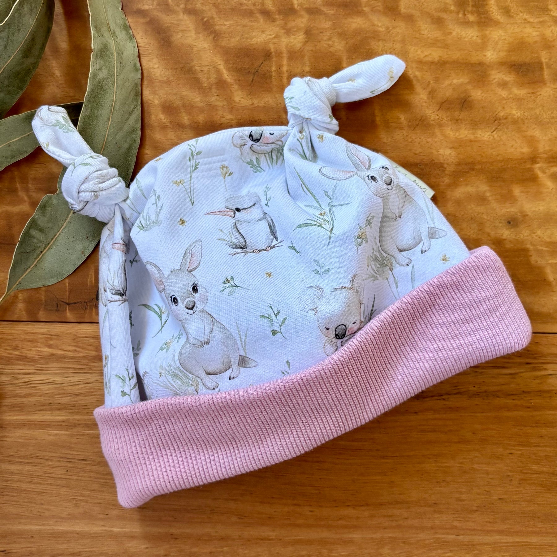 Baby Pants and Hat Set | Pink Kangaroos | Size newborn to 2 | Made to Order