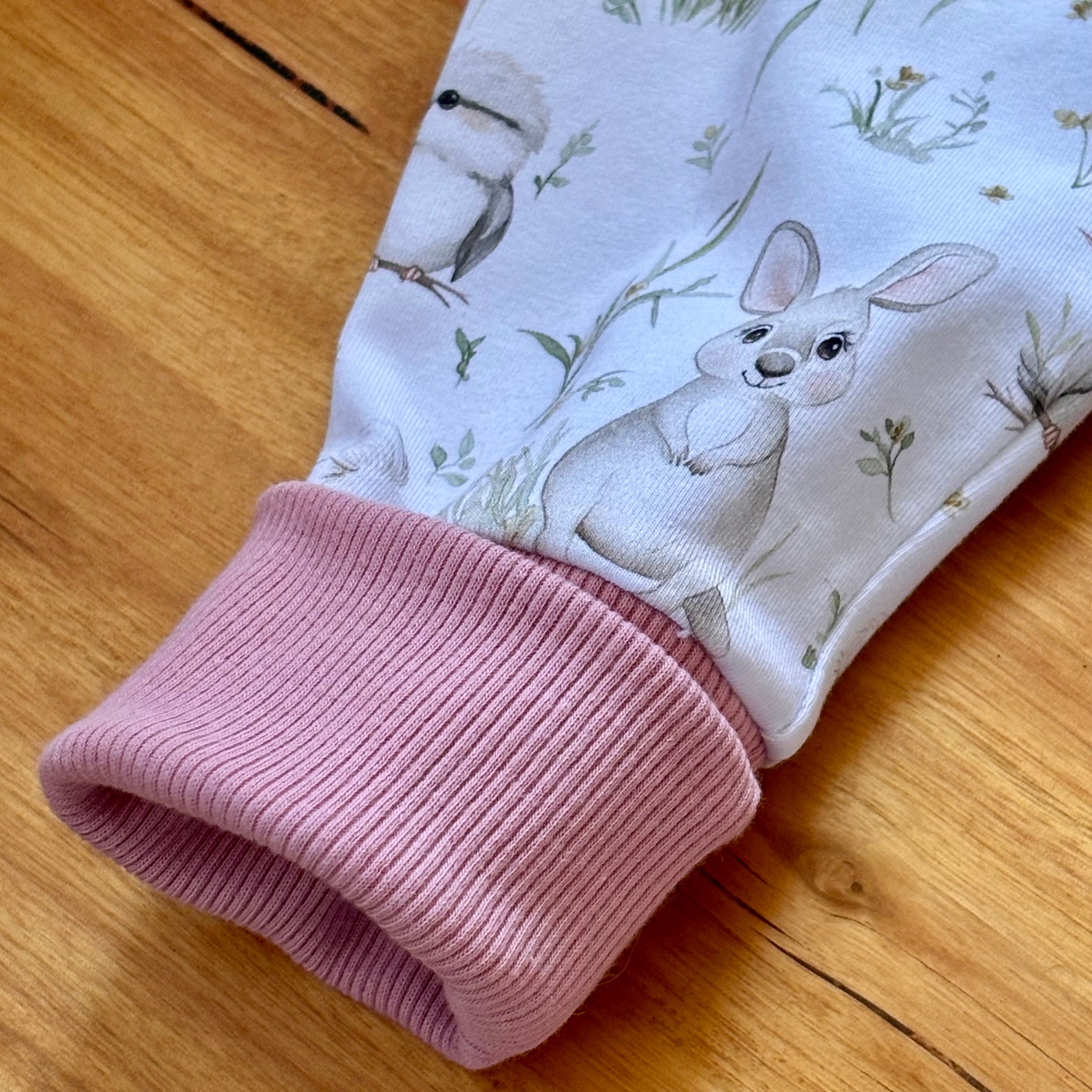 Baby Pants and Hat Set | Pink Kangaroos | Size newborn to 2 | Made to Order