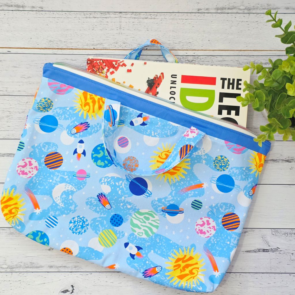 Rocket Ships & Planets Book Bag / Library Bag
