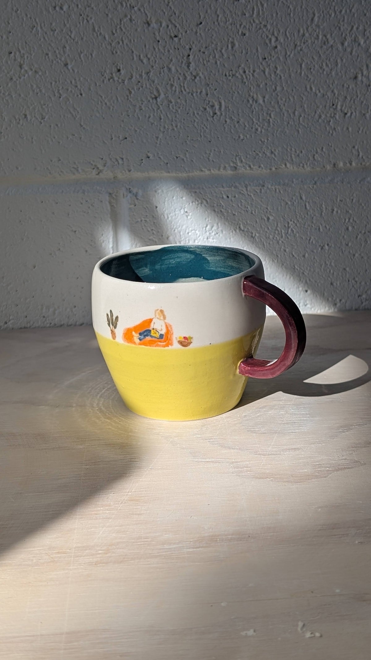 Ceramic handpainted "Crocheting Lady" Mug