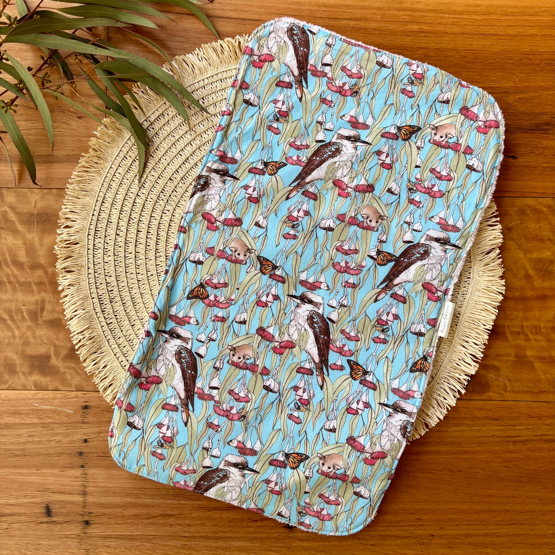 Baby Bib and Burp Cloth Set | Kookaburras and Possums | Ready to Ship