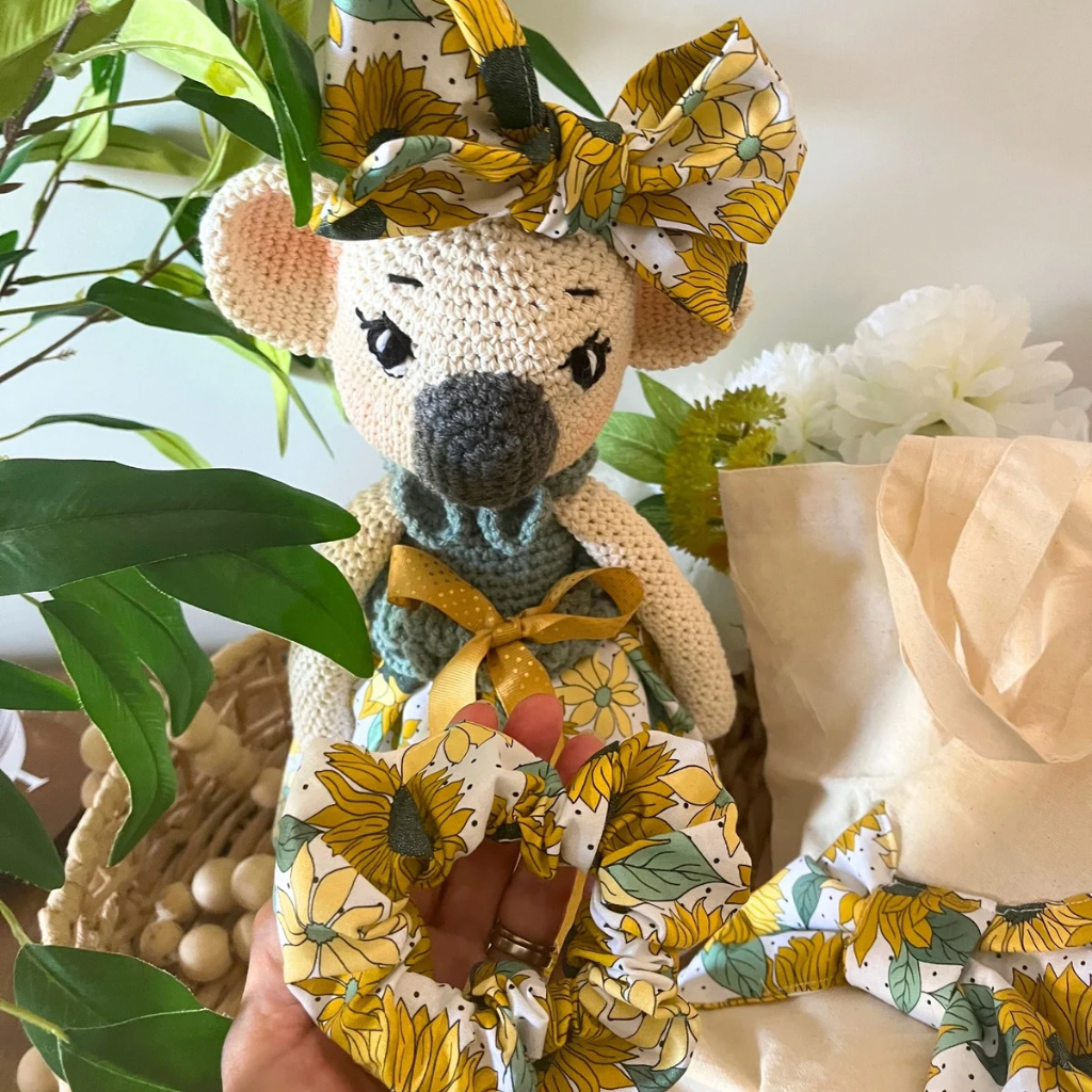 Handmade Crochet Koala Miss Kirby| Matching Carry Bag|Matching Hair Scrunchie