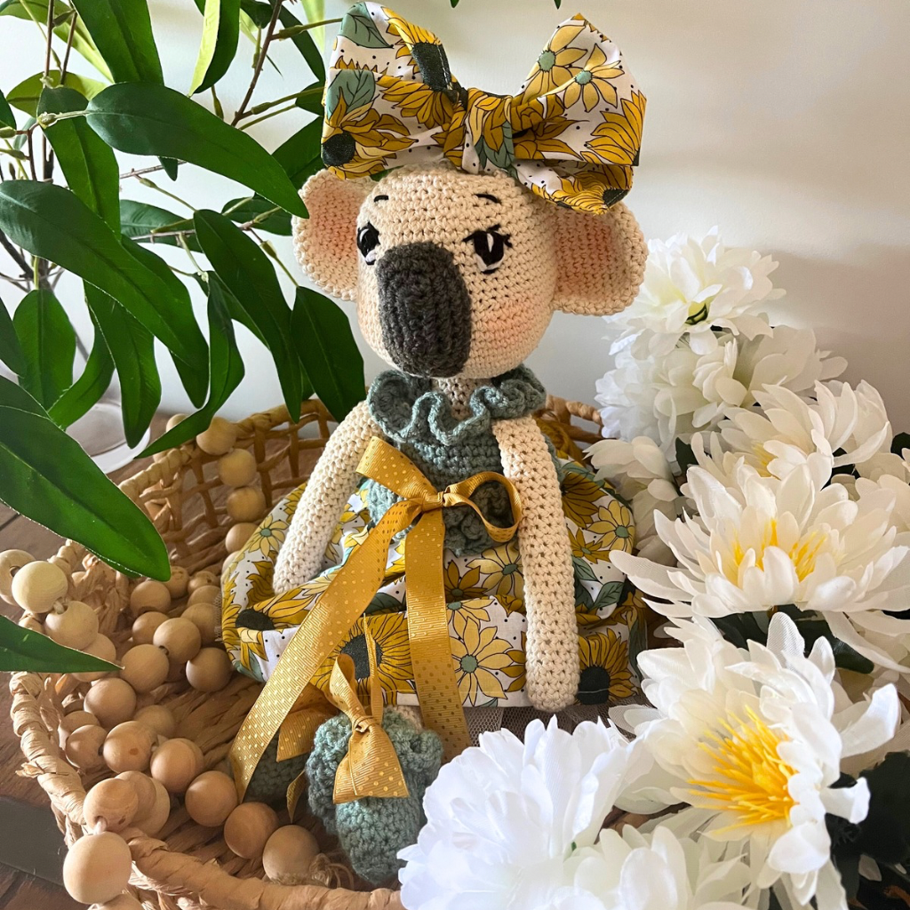 Handmade Crochet Koala Miss Kirby| Matching Carry Bag|Matching Hair Scrunchie