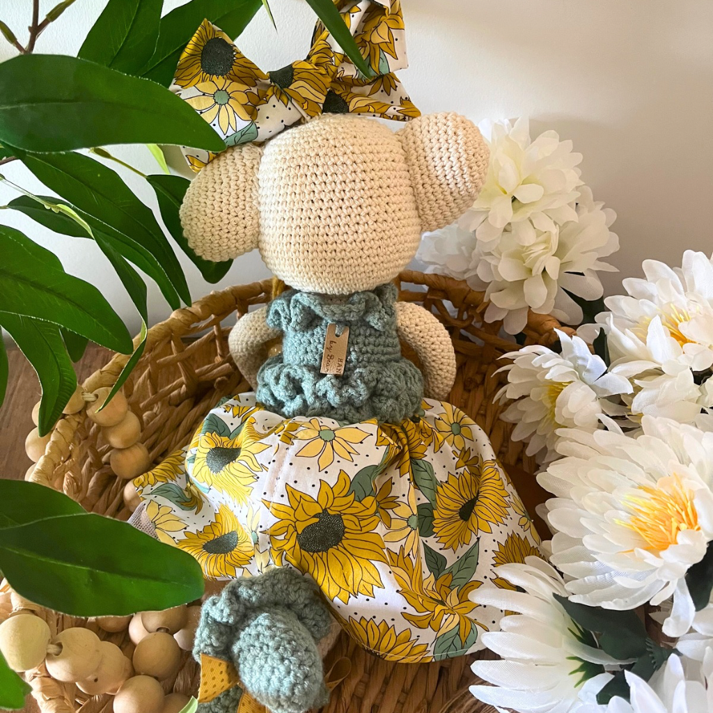 Handmade Crochet Koala Miss Kirby| Matching Carry Bag|Matching Hair Scrunchie