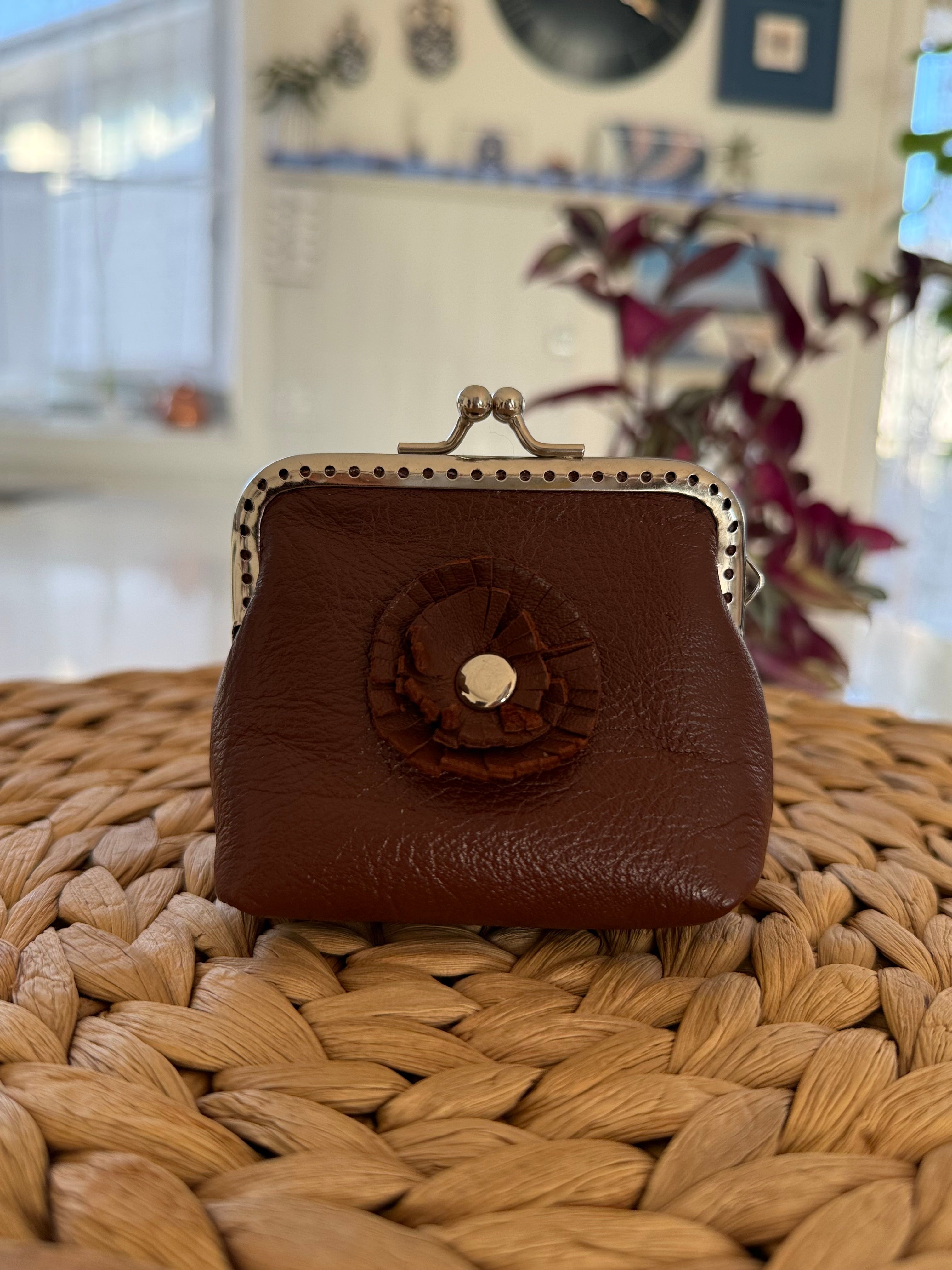 Coin purse with flower accent