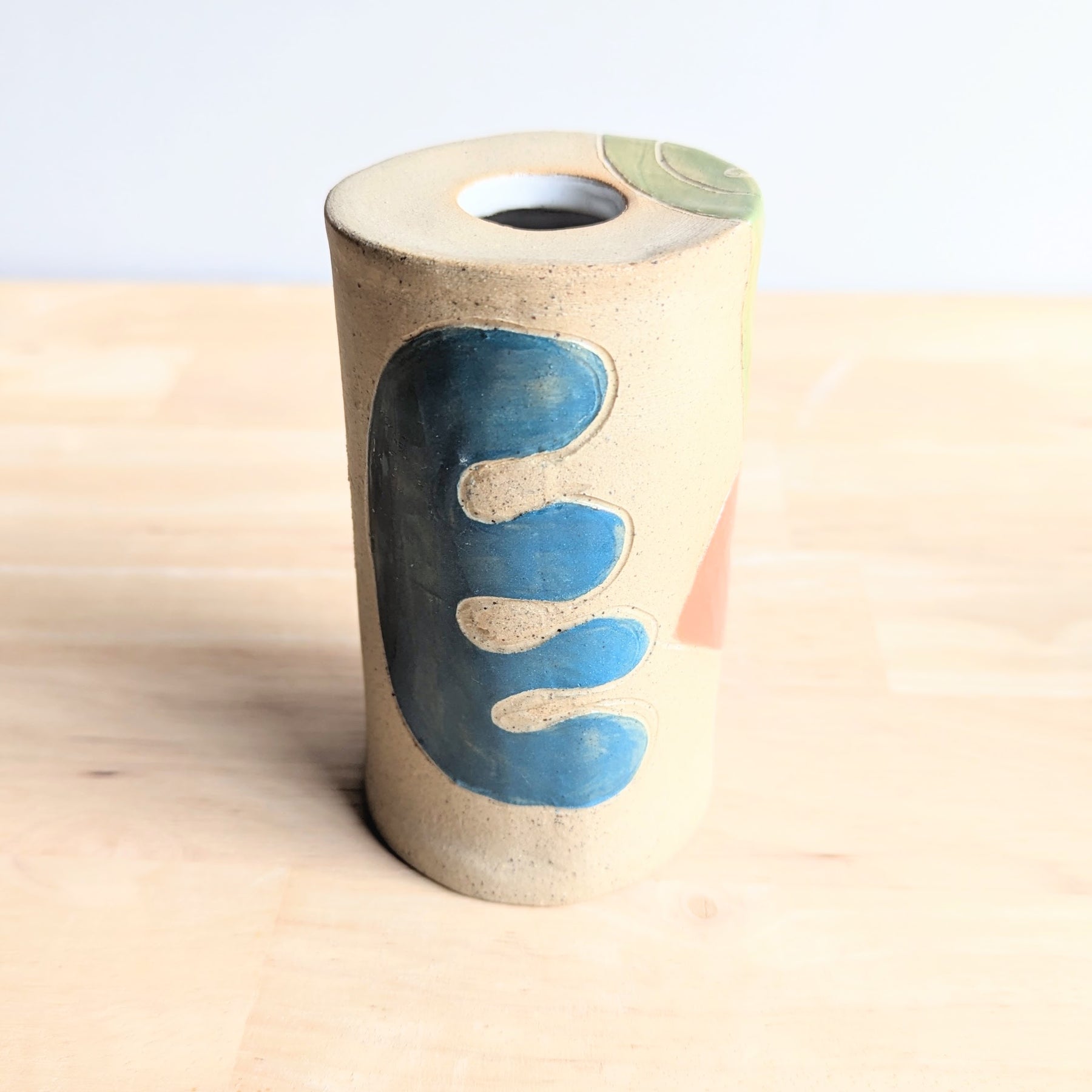 Cylinder Flower Vase| Handmade Vase with Dried Floral Posy | Bright Vase| Mother's Day Gift Idea