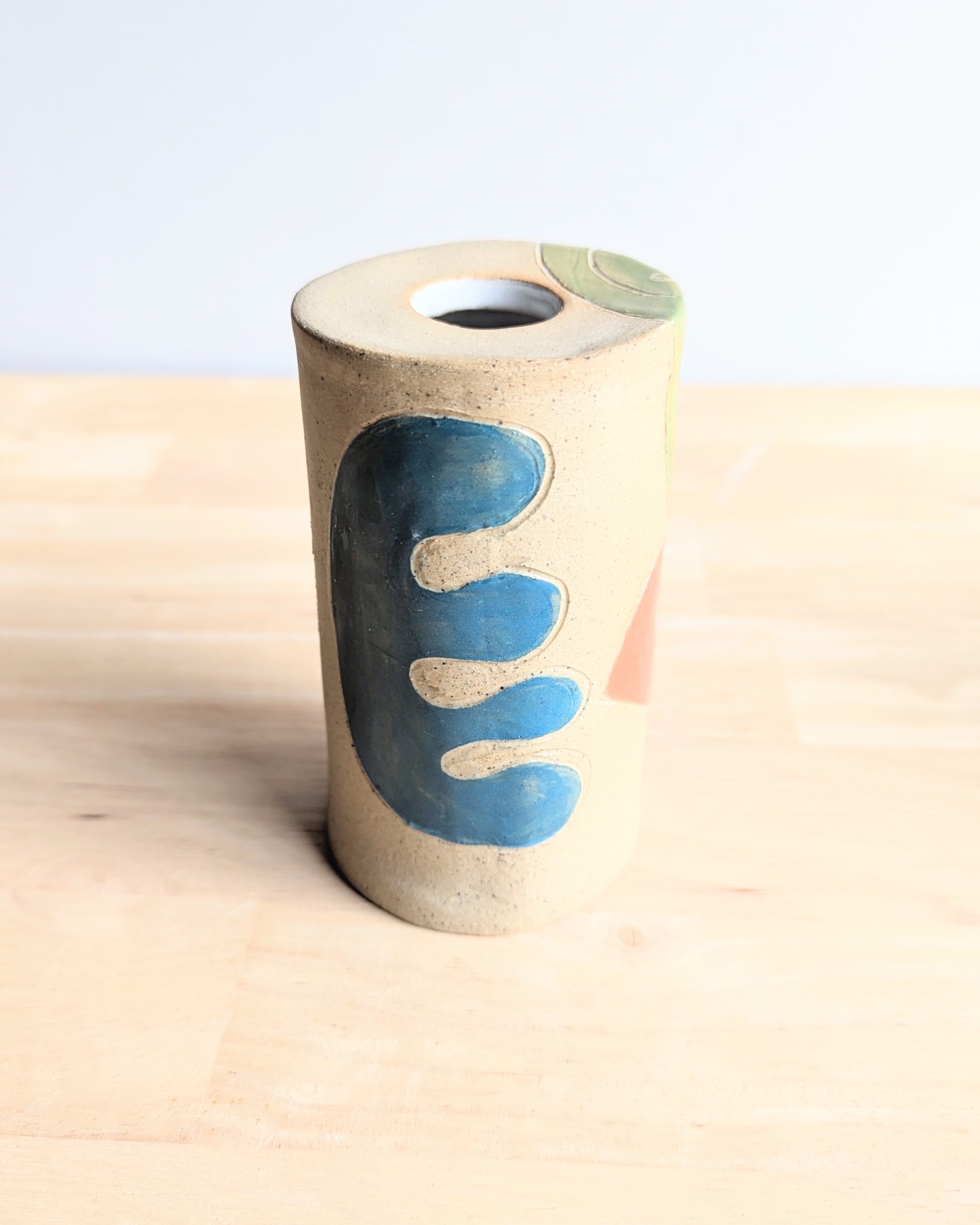 Cylinder Flower Vase| Handmade Vase with Dried Floral Posy | Bright Vase| Mother's Day Gift Idea