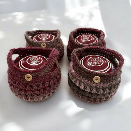Crochet Lawn Bowls Beanies (set of 4) - Red Spirit