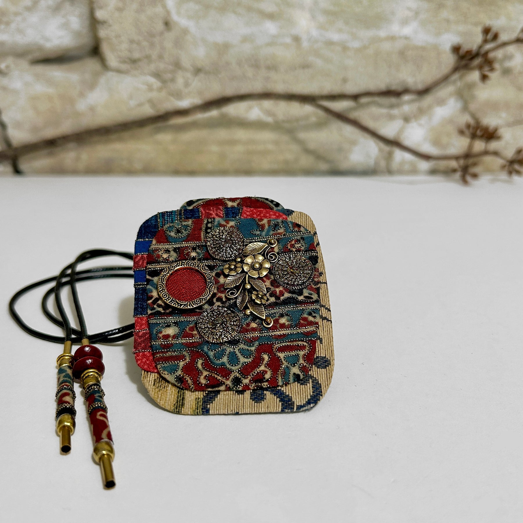 Richly Embellished Brooch Pendant Necklace - BV-3