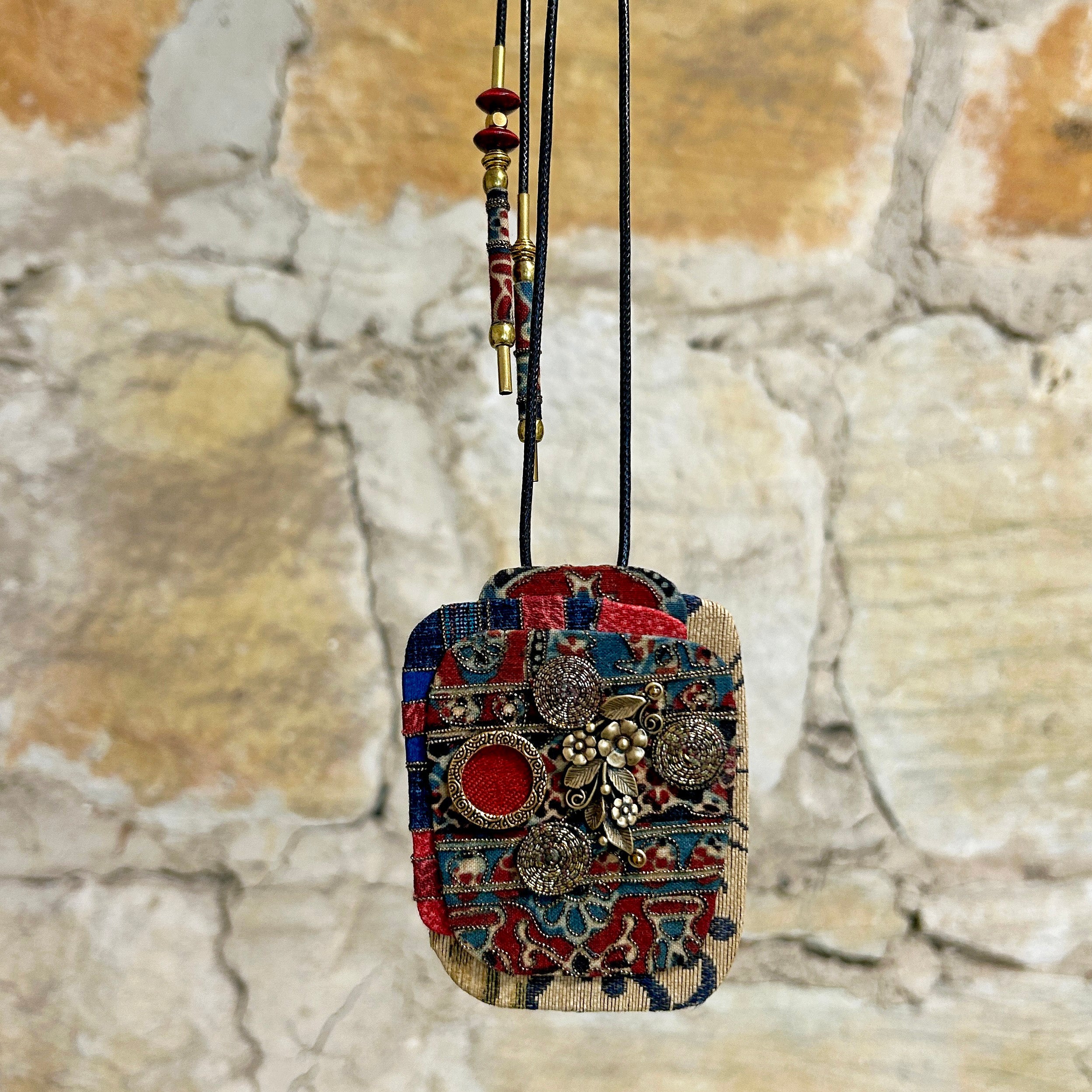 Richly Embellished Brooch Pendant Necklace - BV-3