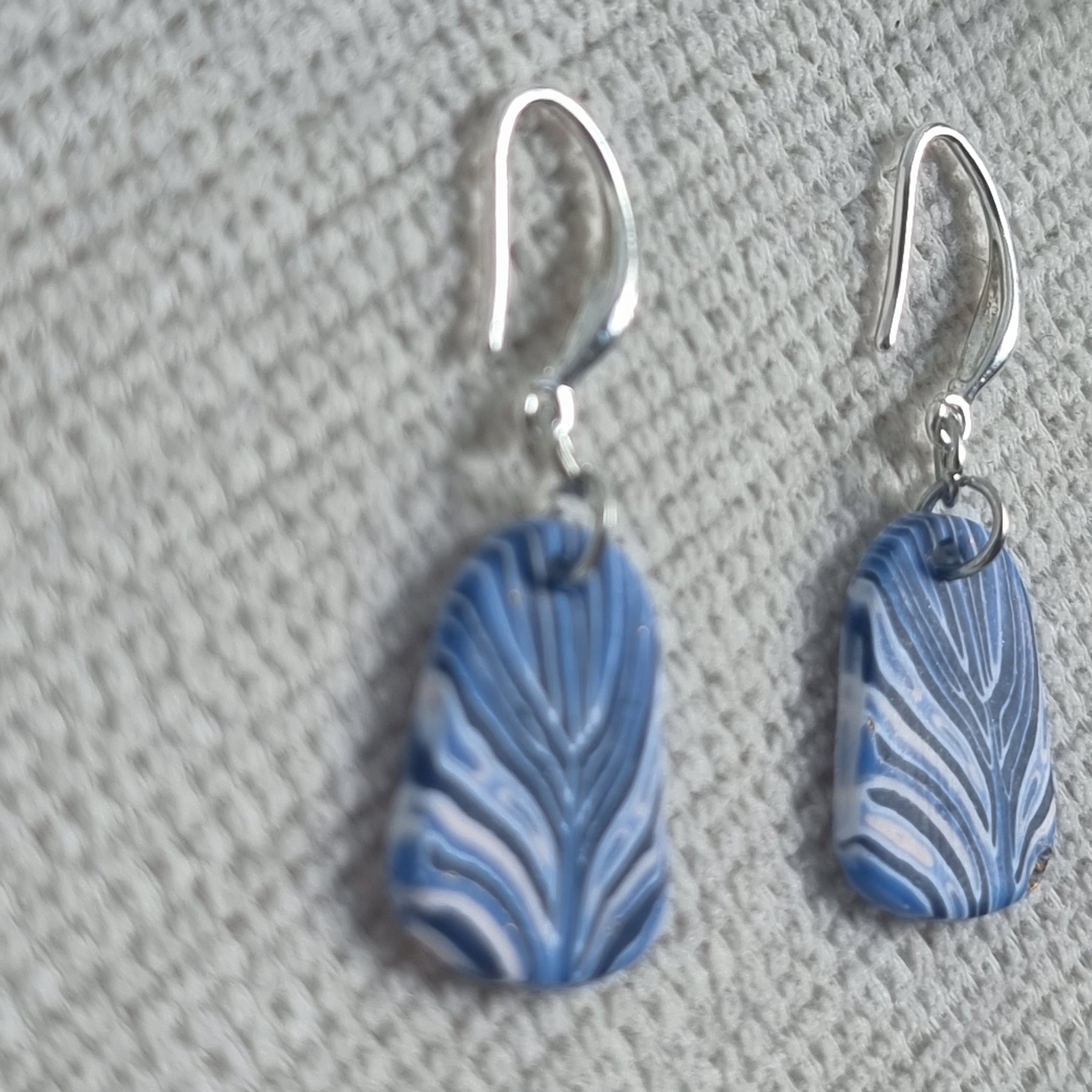 Ocean Wave Feather Drop - Blue Drop Earrings