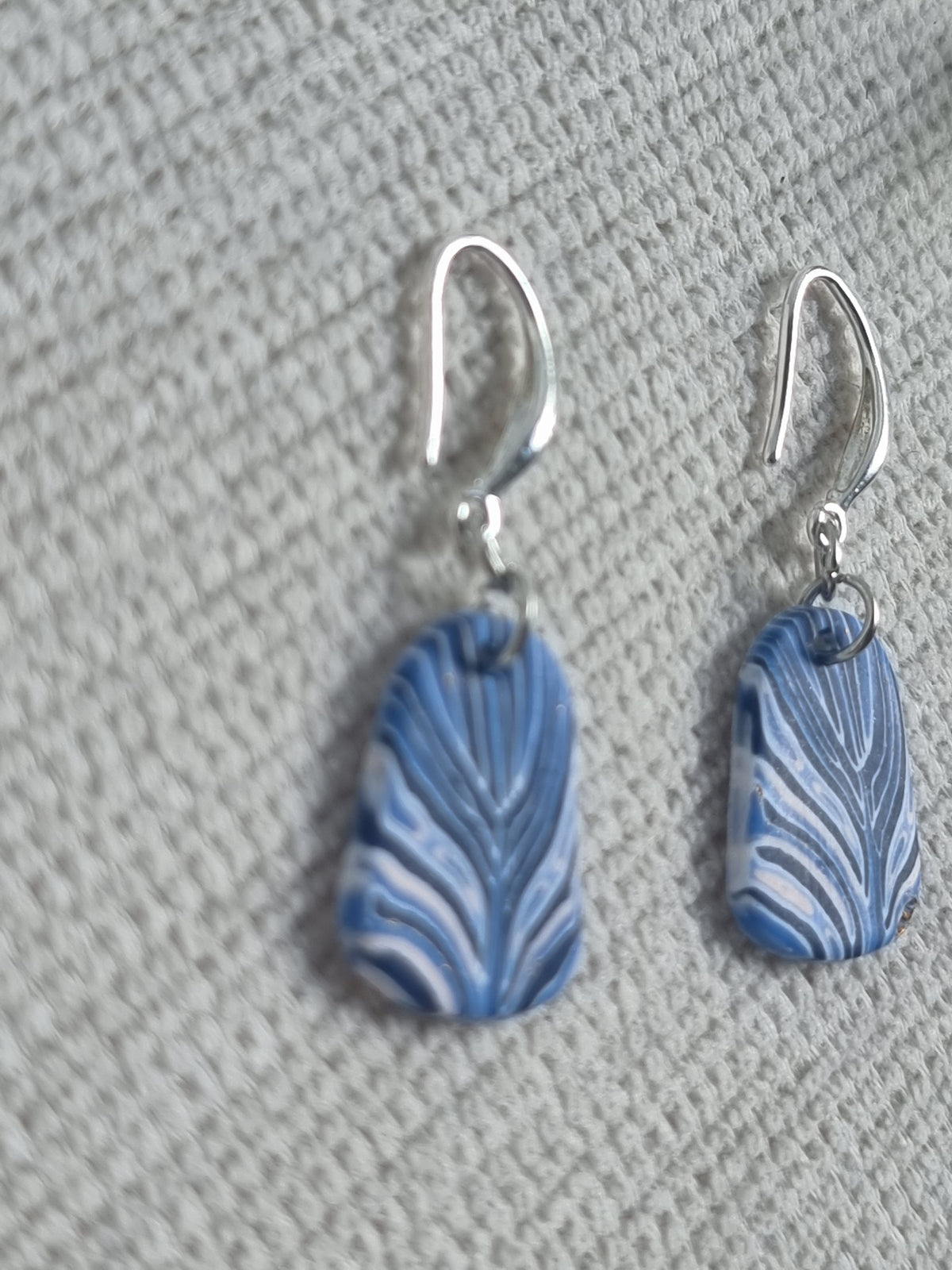 Ocean Wave Feather Drop - Blue Drop Earrings