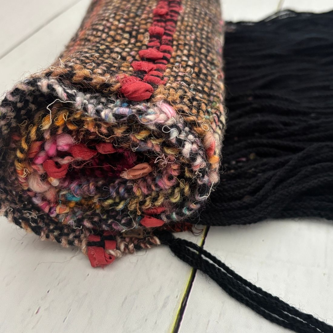 Handwoven Scarf - Autumnal - Rustic - Wool - Silk