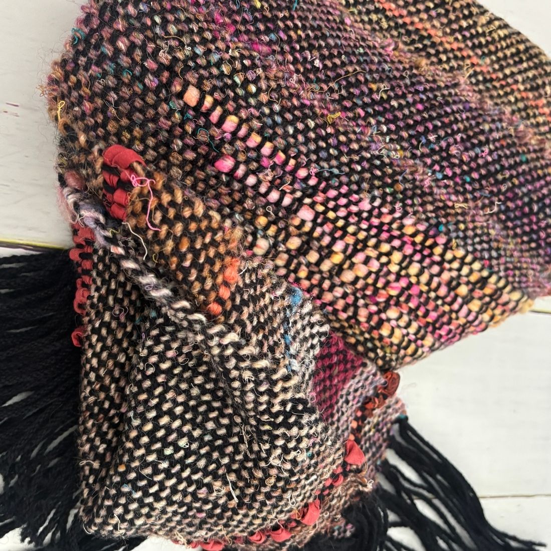 Handwoven Scarf - Autumnal - Rustic - Wool - Silk