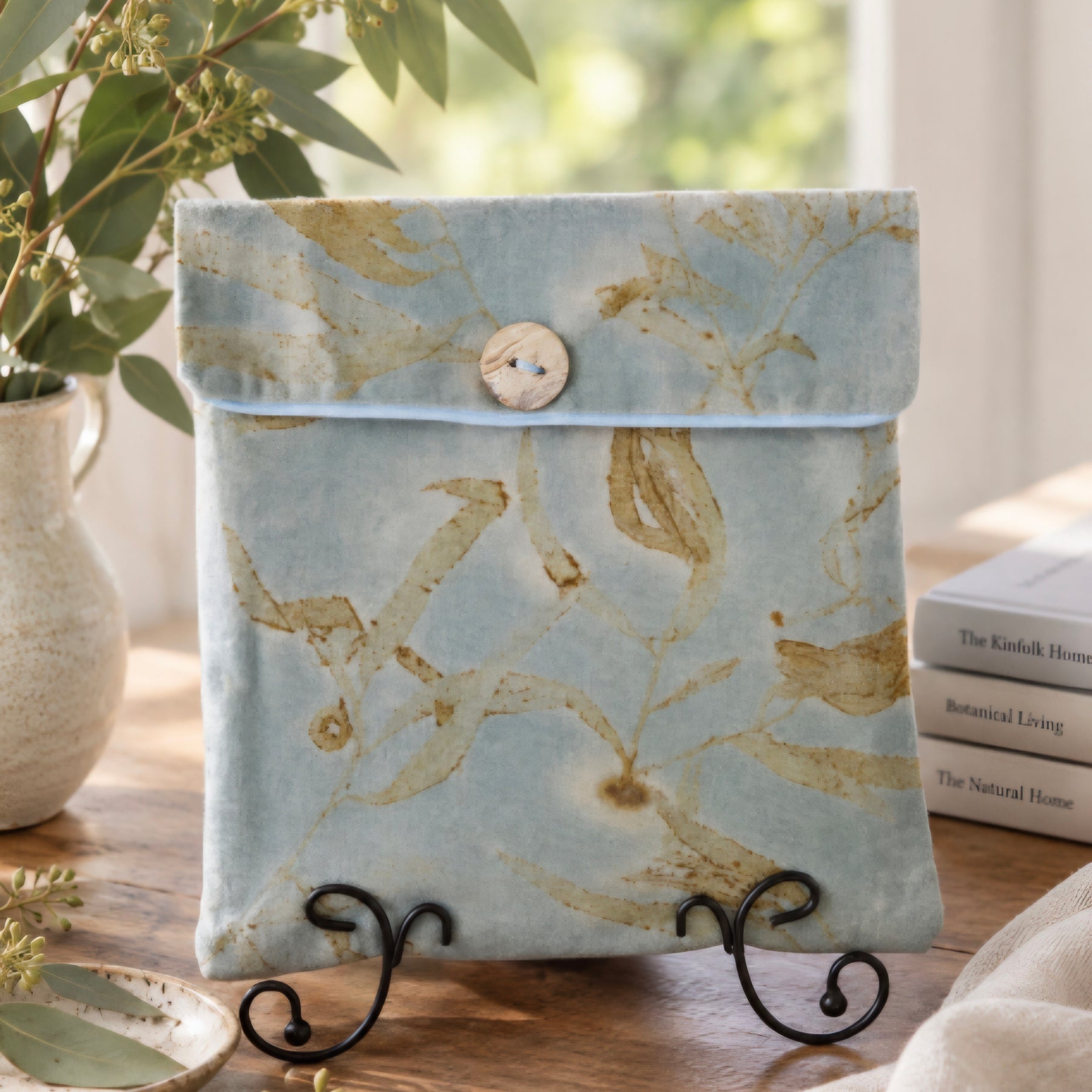 Botanical Velvet Pouch | Eco-Printed Vintage Fabric | Original Botanical Art