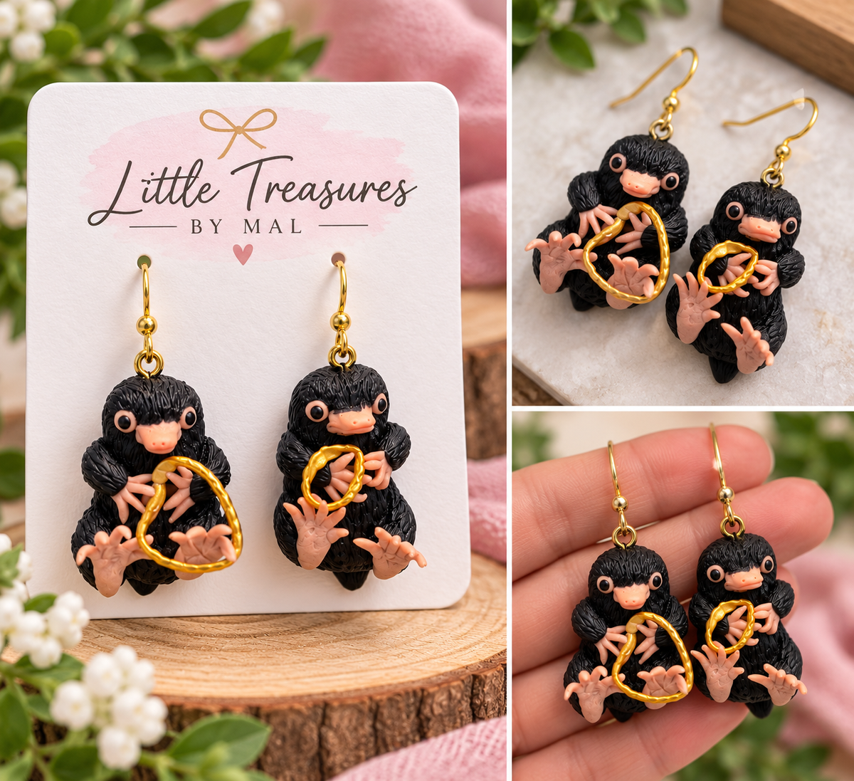 Niffler Hand-sculpted Earrings