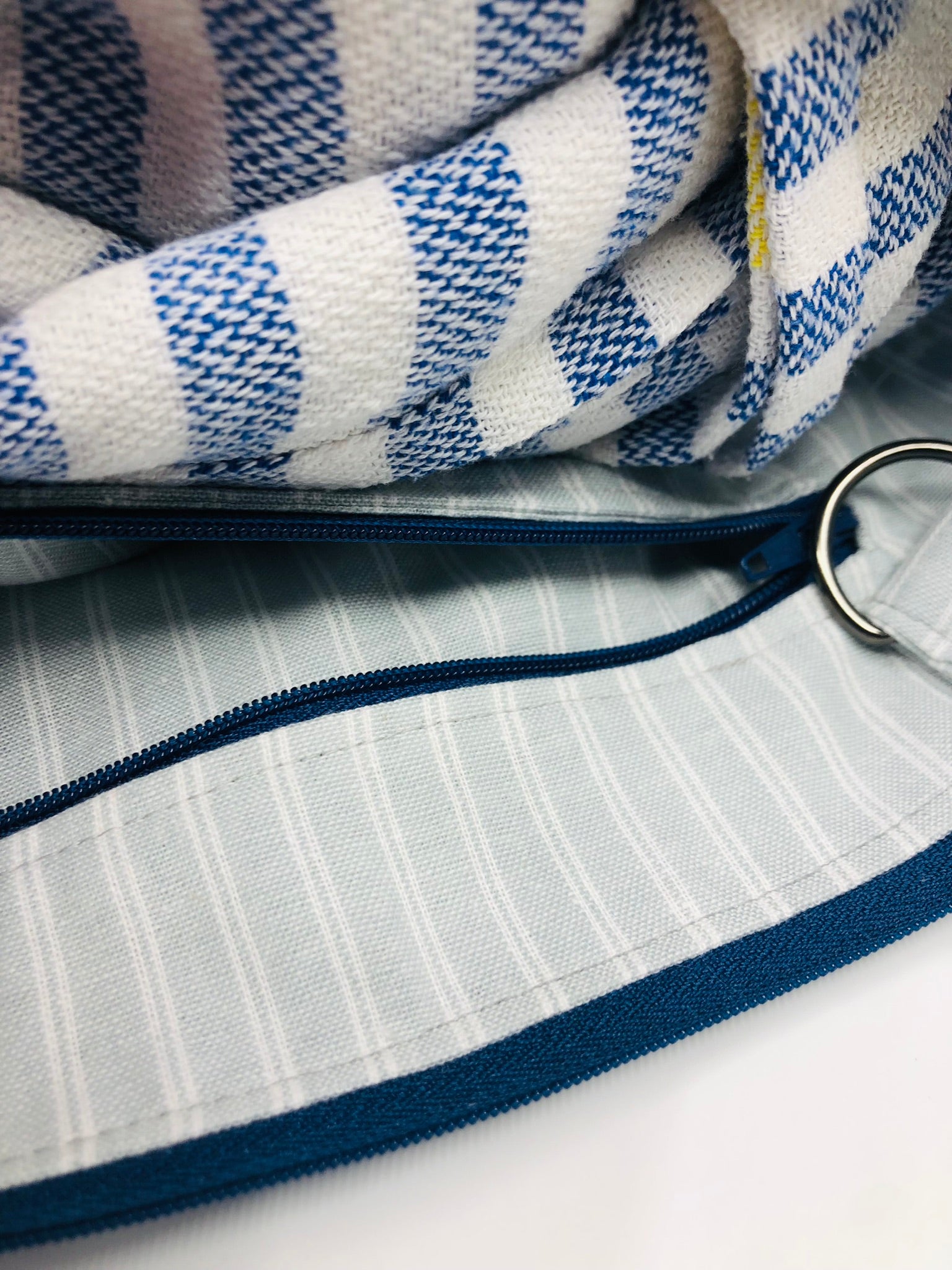 Blue Wiltshire Liberty fabric cross body crescent bag