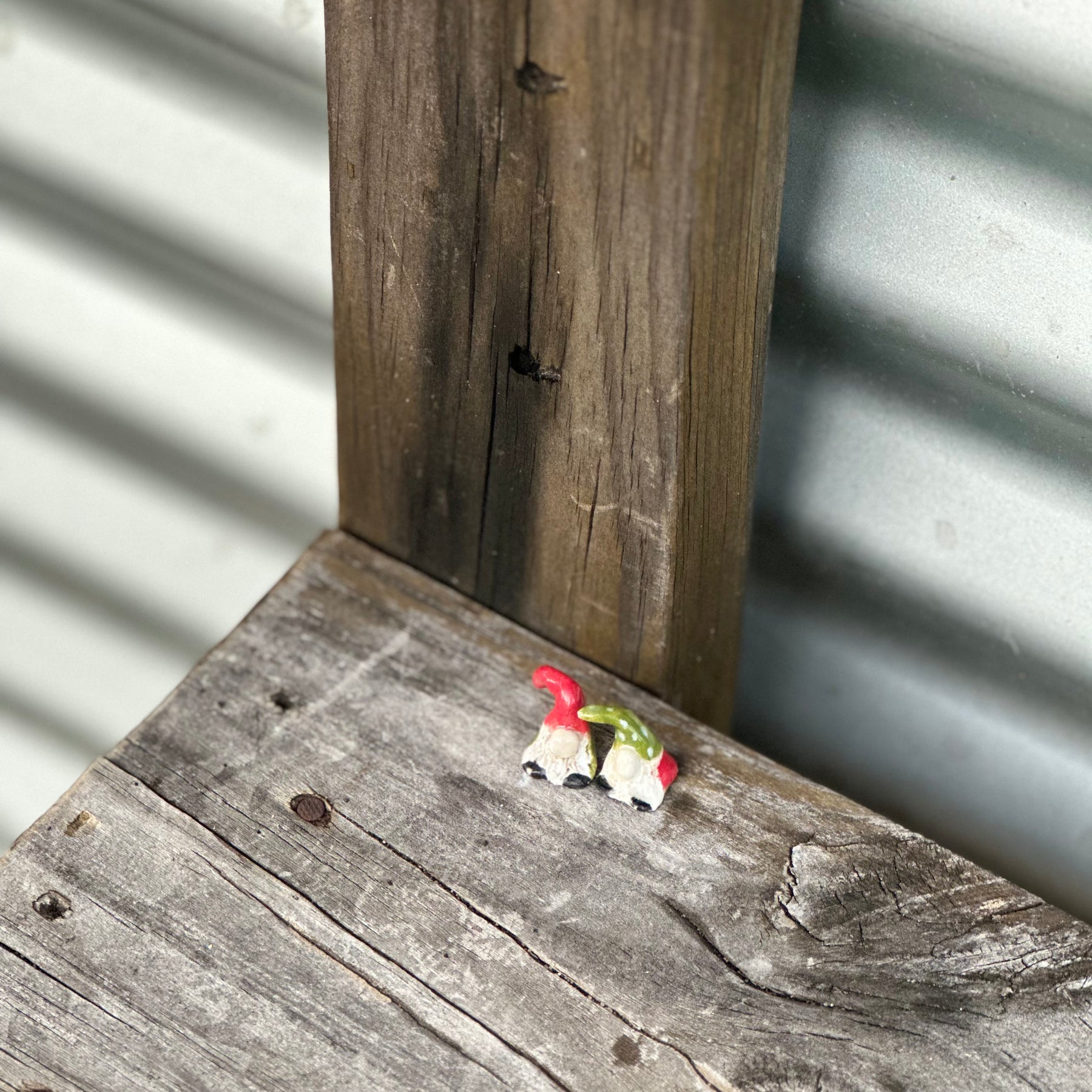 Tiny Ceramic Gonks | Gnome Pair & Shelf Guardians