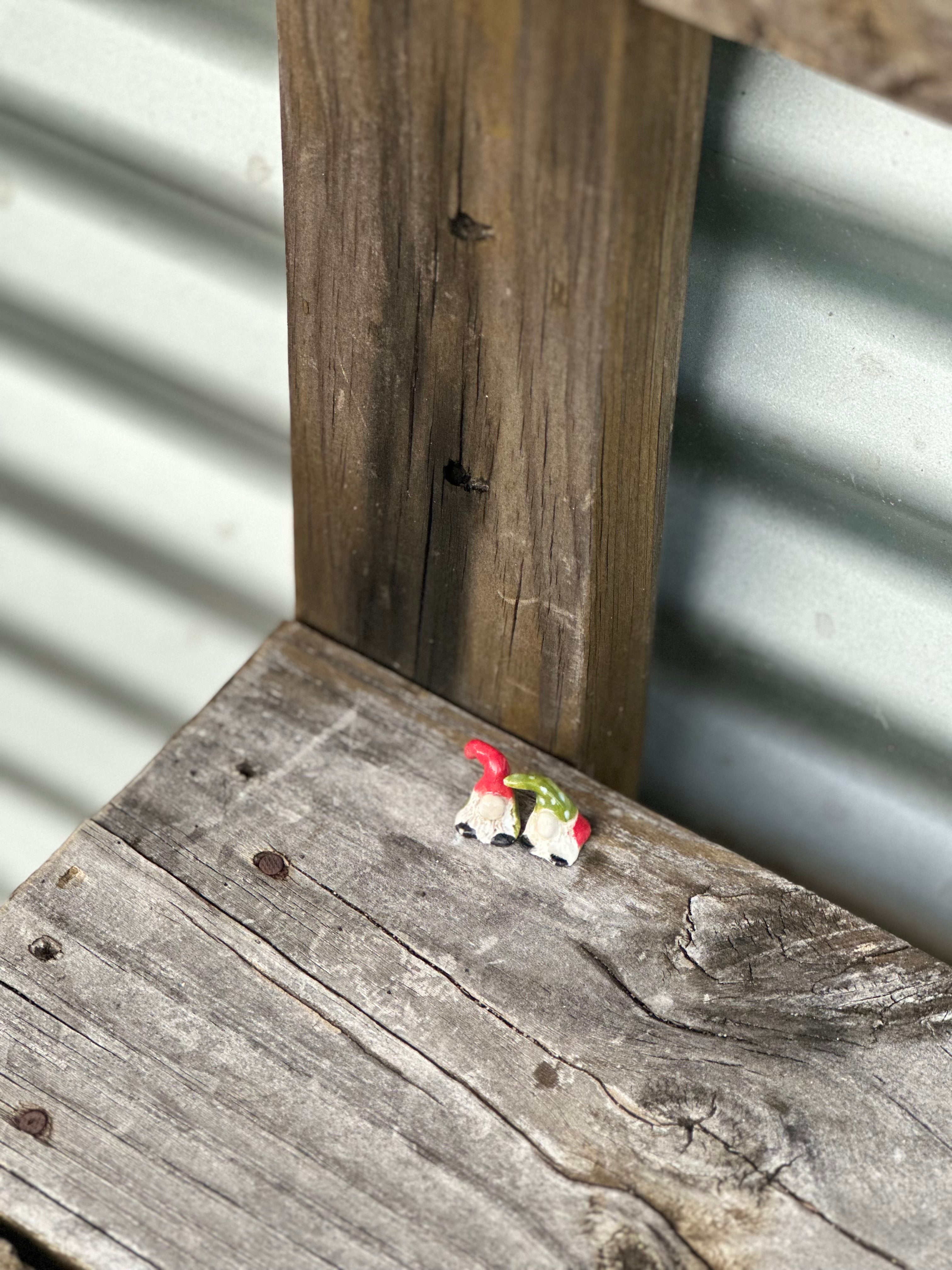 Tiny Ceramic Gonks | Gnome Pair & Shelf Guardians