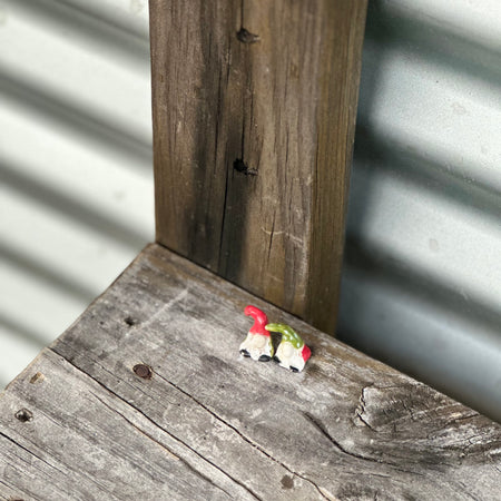 Tiny Ceramic Gonks | Gnome Pair & Shelf Guardians