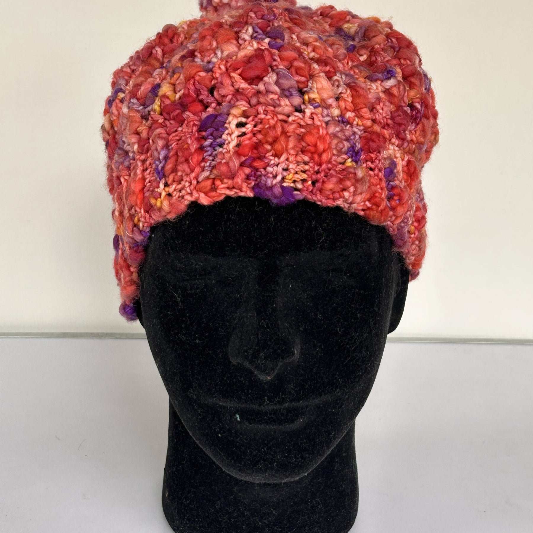 Popcorn Textured Crochet Beanie with Pom-Pom