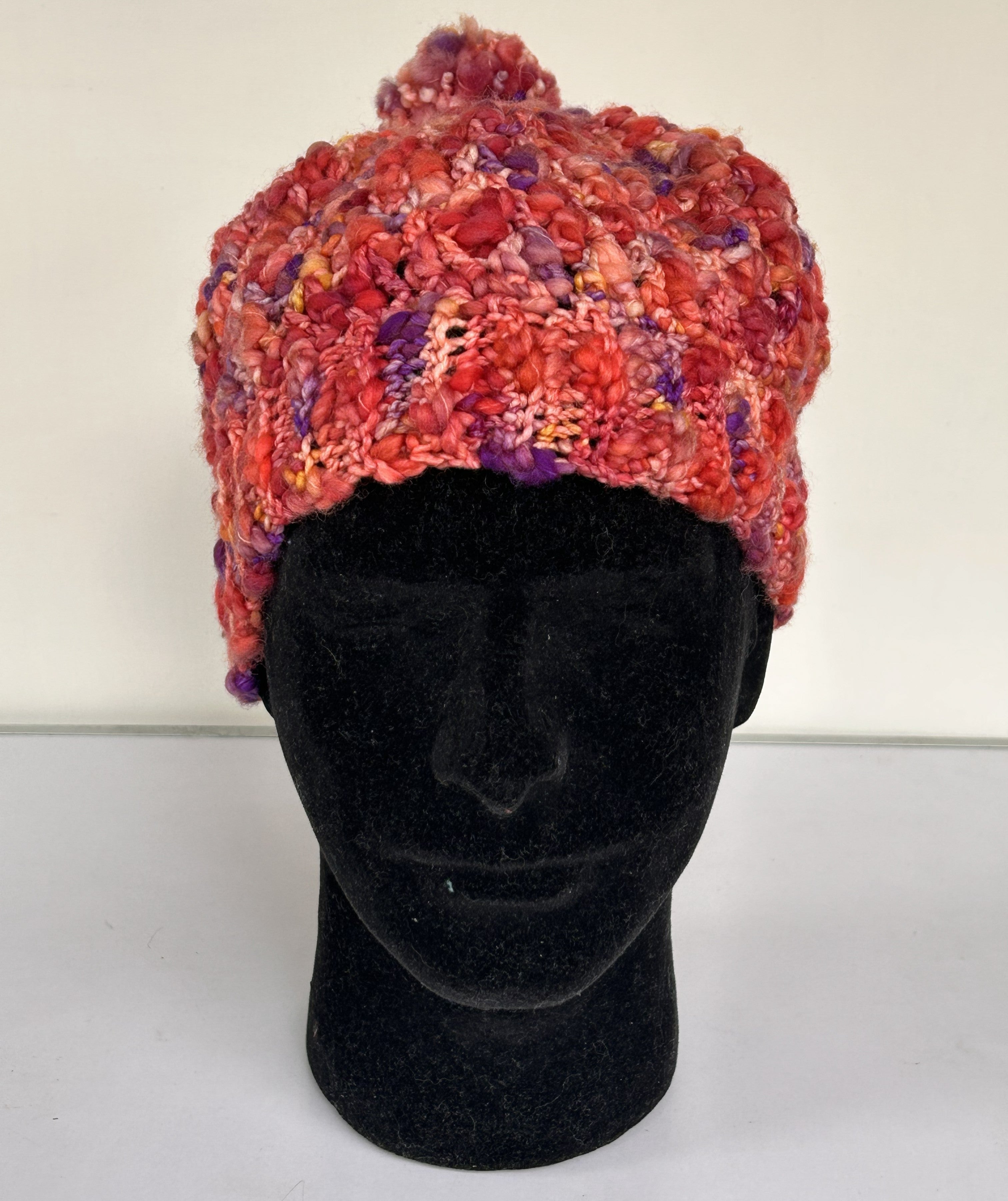 Popcorn Textured Crochet Beanie with Pom-Pom
