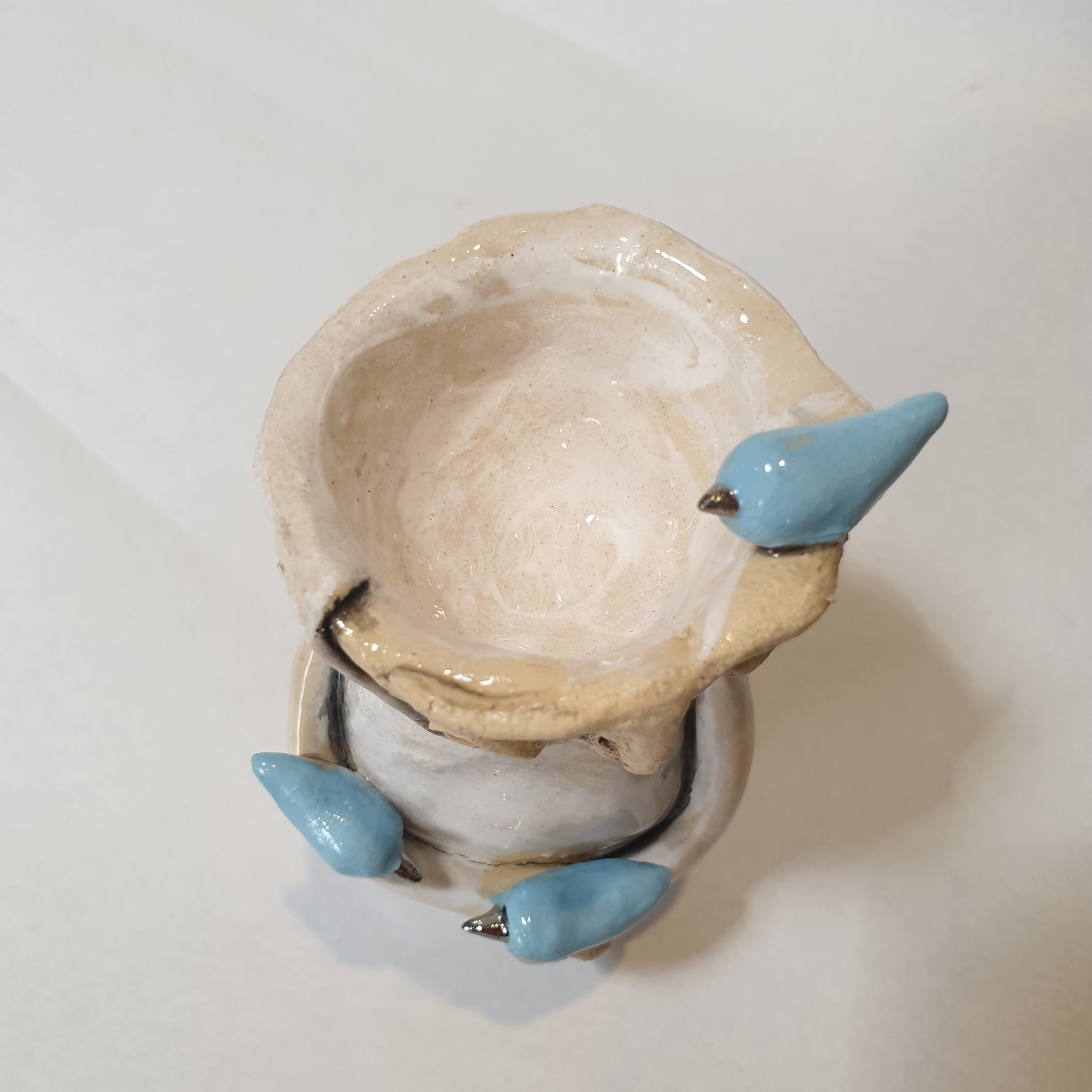 small character, birds, blue white