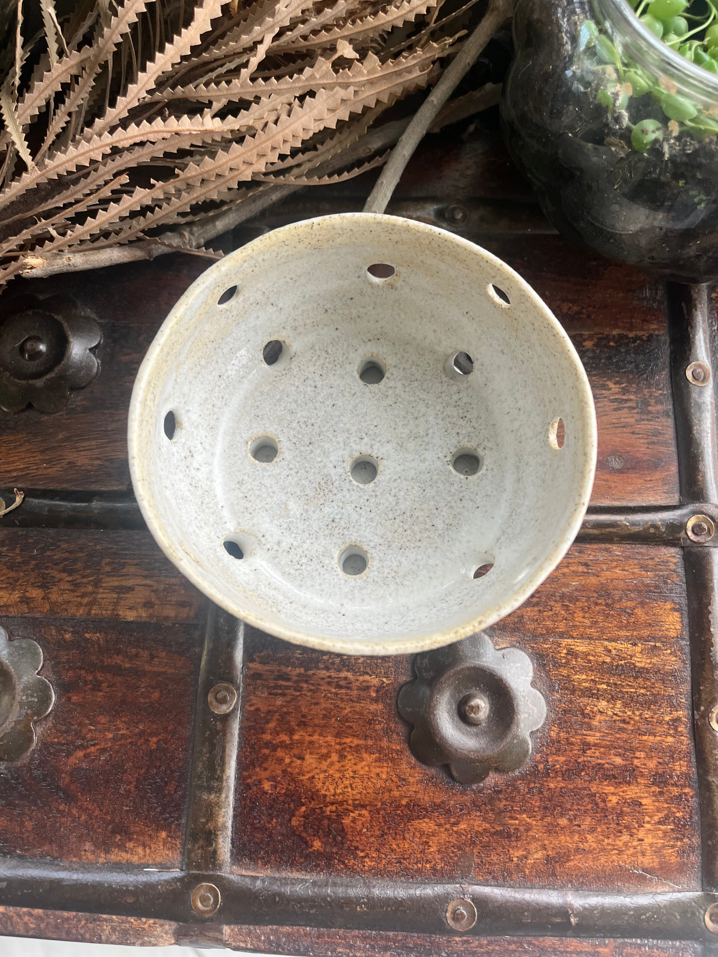 White Ceramic Berry Bowl with Base Plate