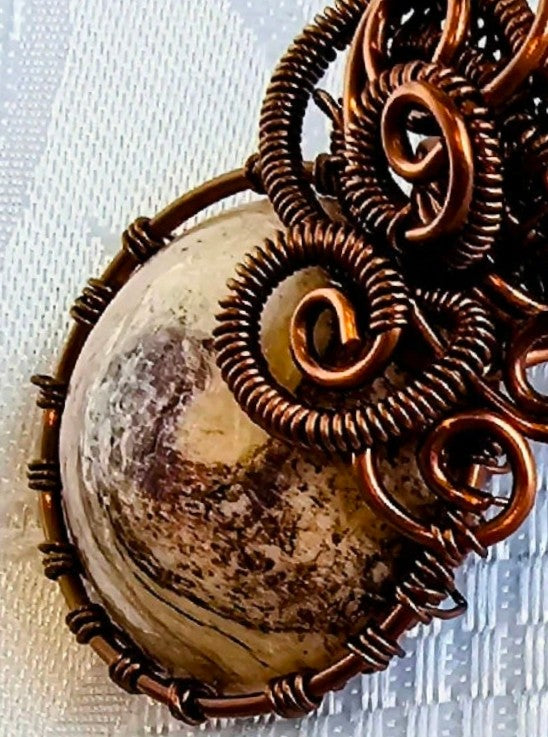 Ceramic Butterfly Pendant Wirewrapped in Antique Copper FREE POST