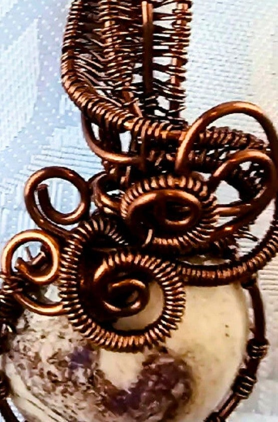 Ceramic Butterfly Pendant Wirewrapped in Antique Copper FREE POST