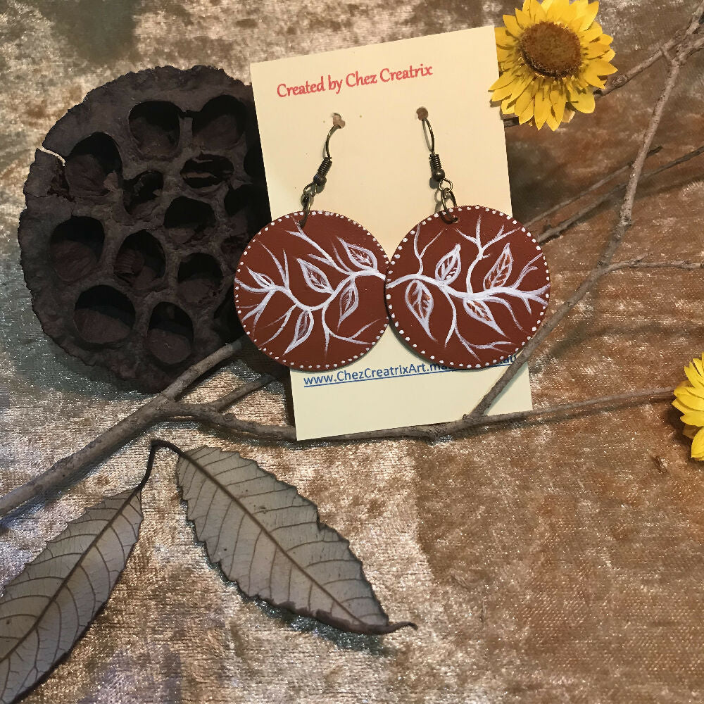 Hand Painted Wooden Earrings - Nature Inspired