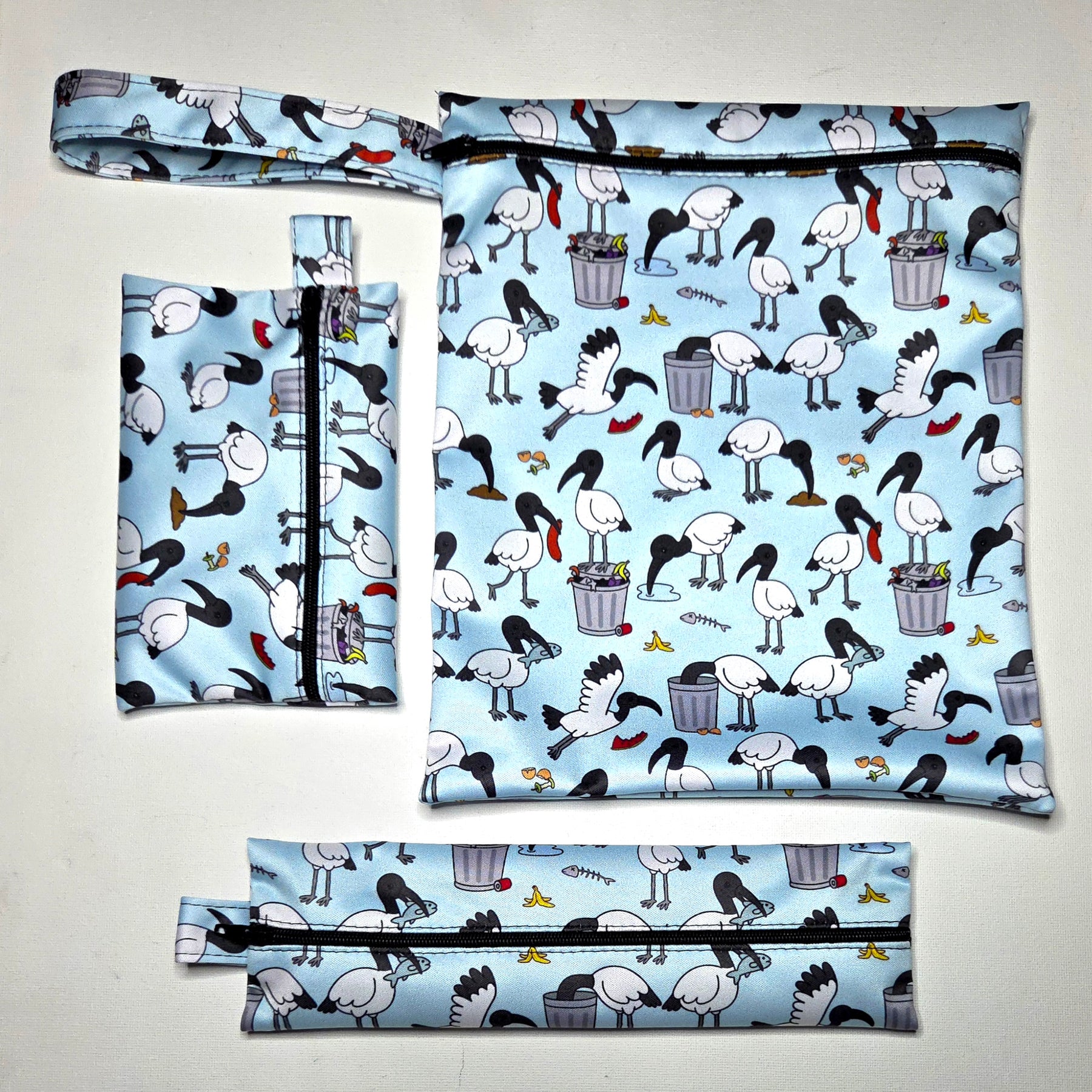 Three Piece Wet Bag Travel Set - Bin Chicken Design