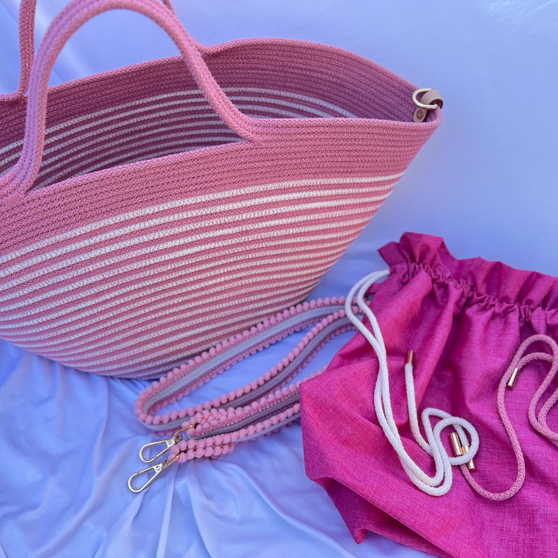 Pink Blossom Rope Handbag