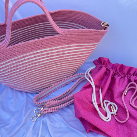 Pink Blossom Rope Handbag