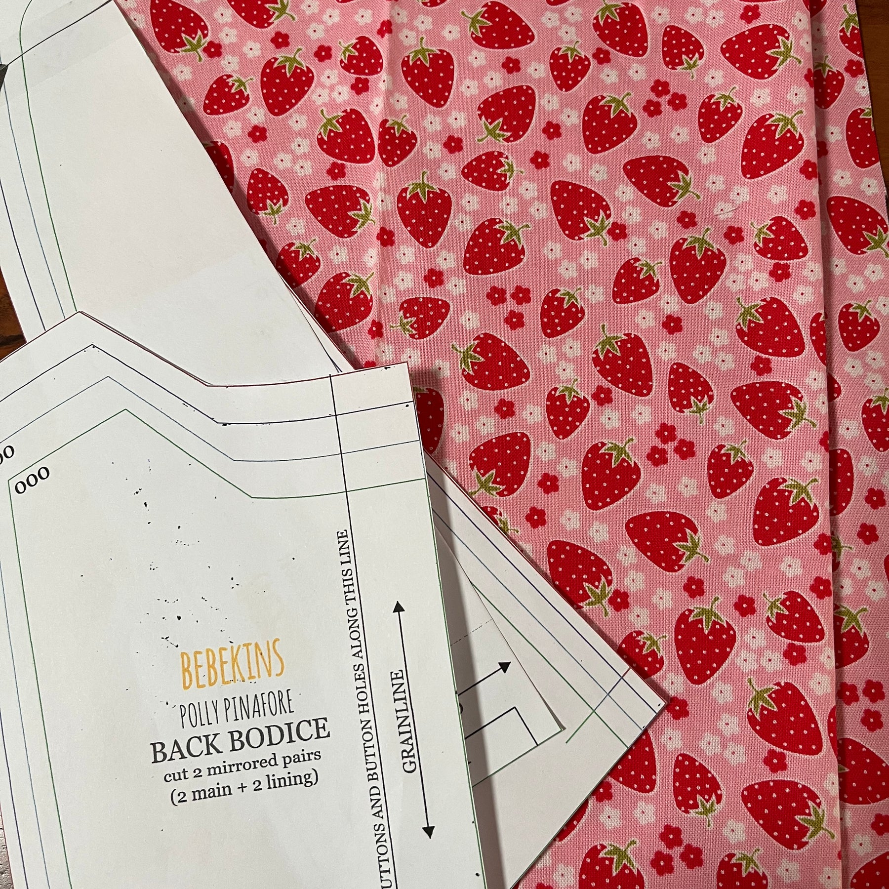 Handmade toddler pinafore / dress | Strawberries