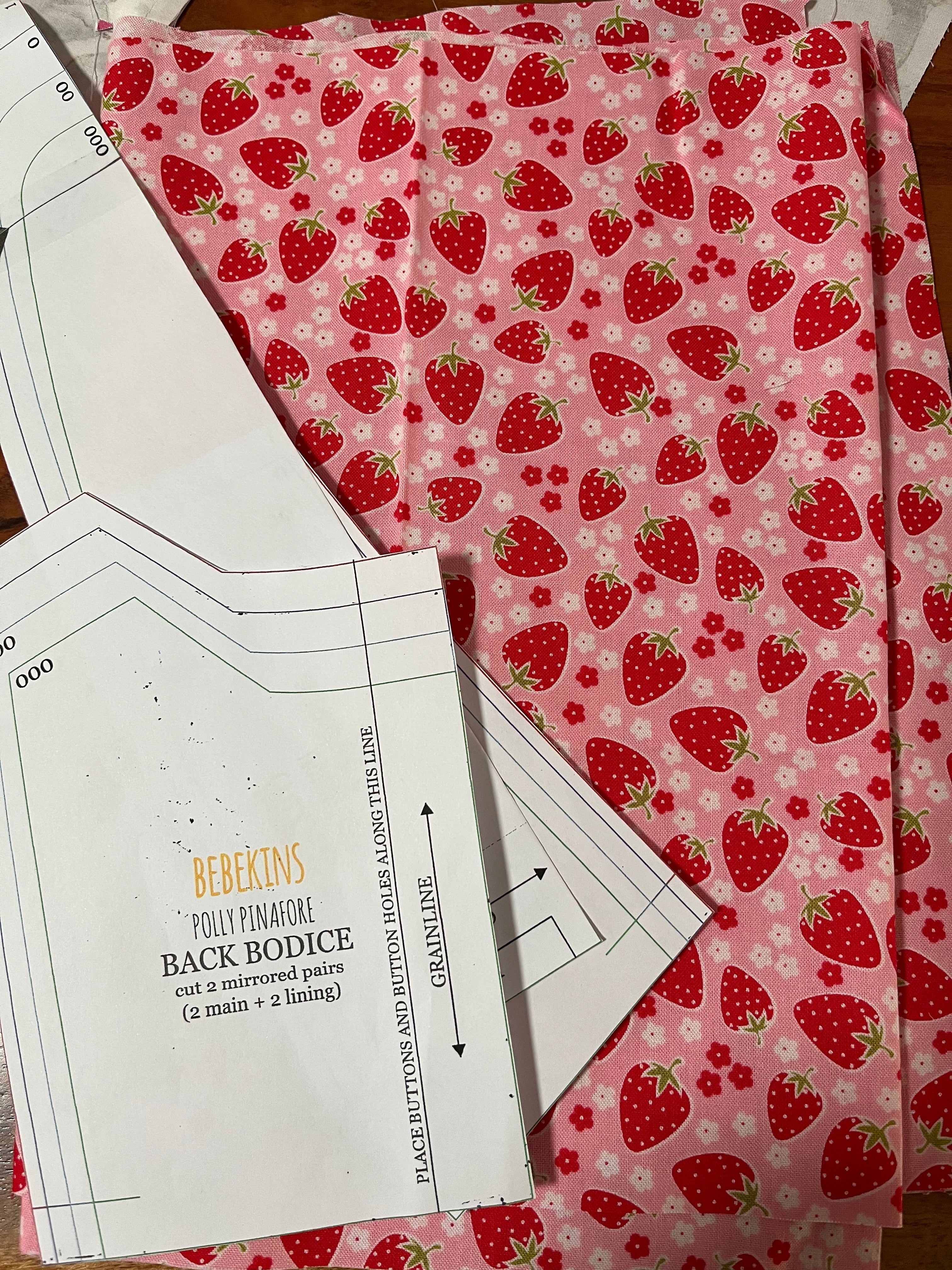 Handmade toddler pinafore / dress | Strawberries