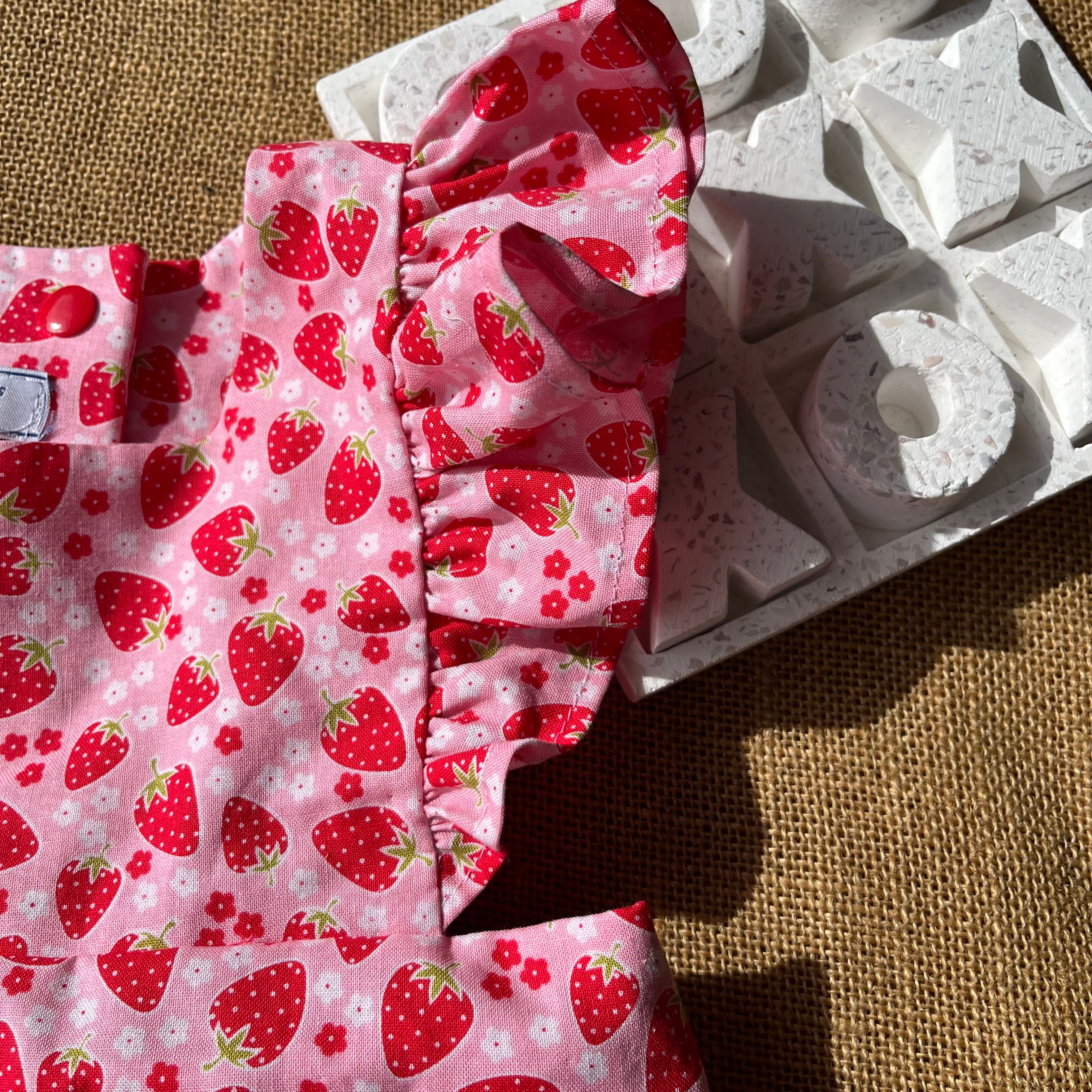 Handmade toddler pinafore / dress | Strawberries