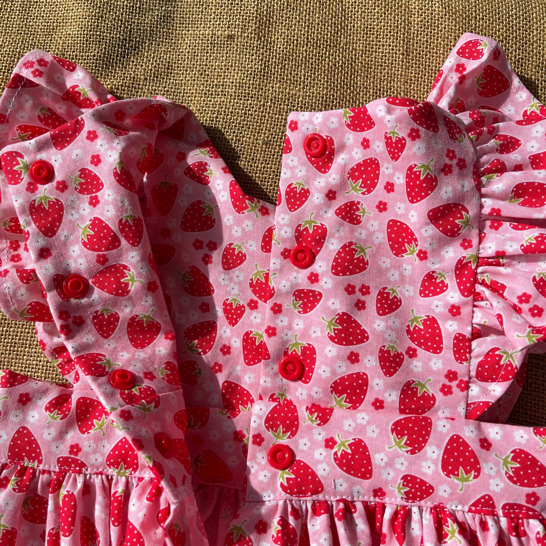 Handmade toddler pinafore / dress | Strawberries