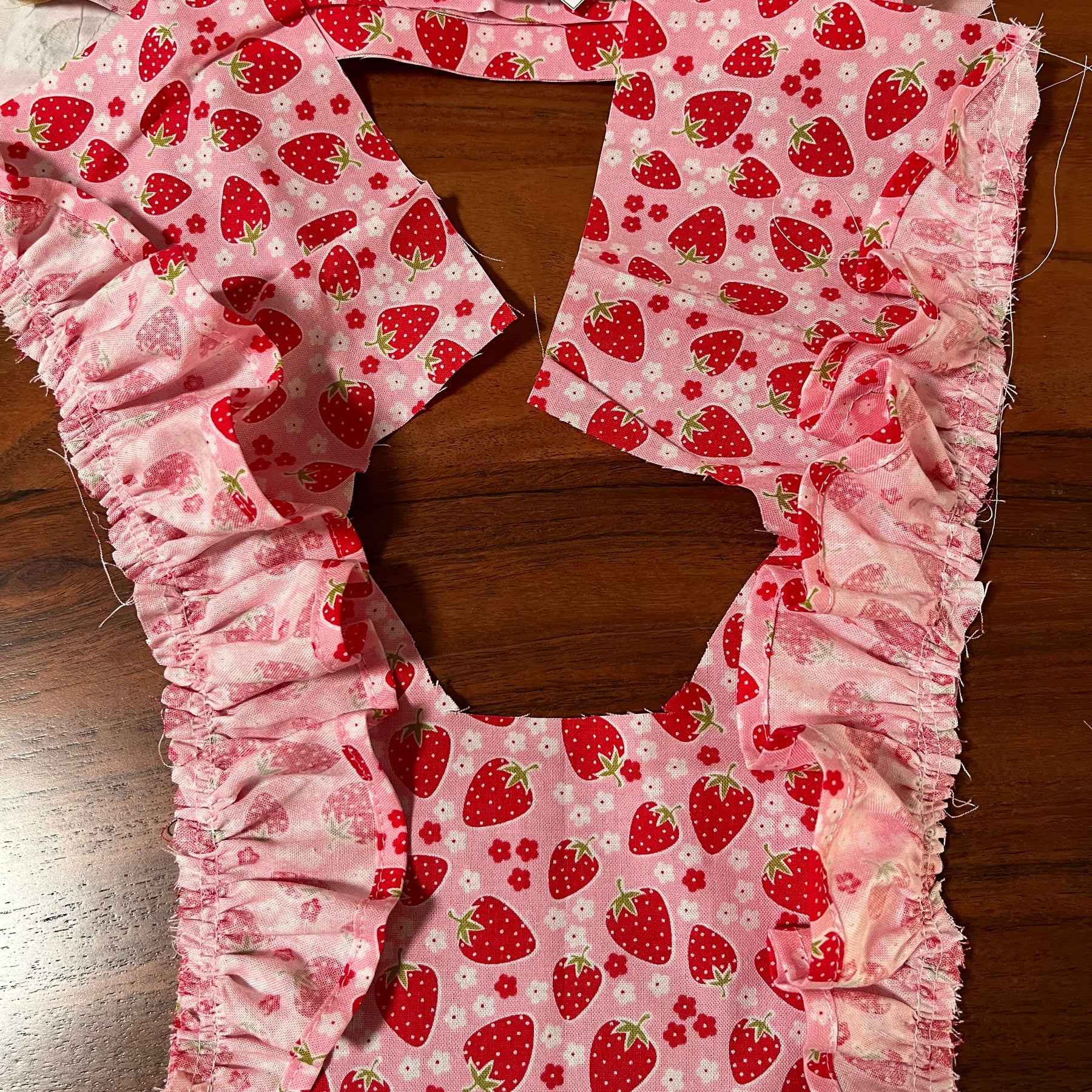 Handmade toddler pinafore / dress | Strawberries