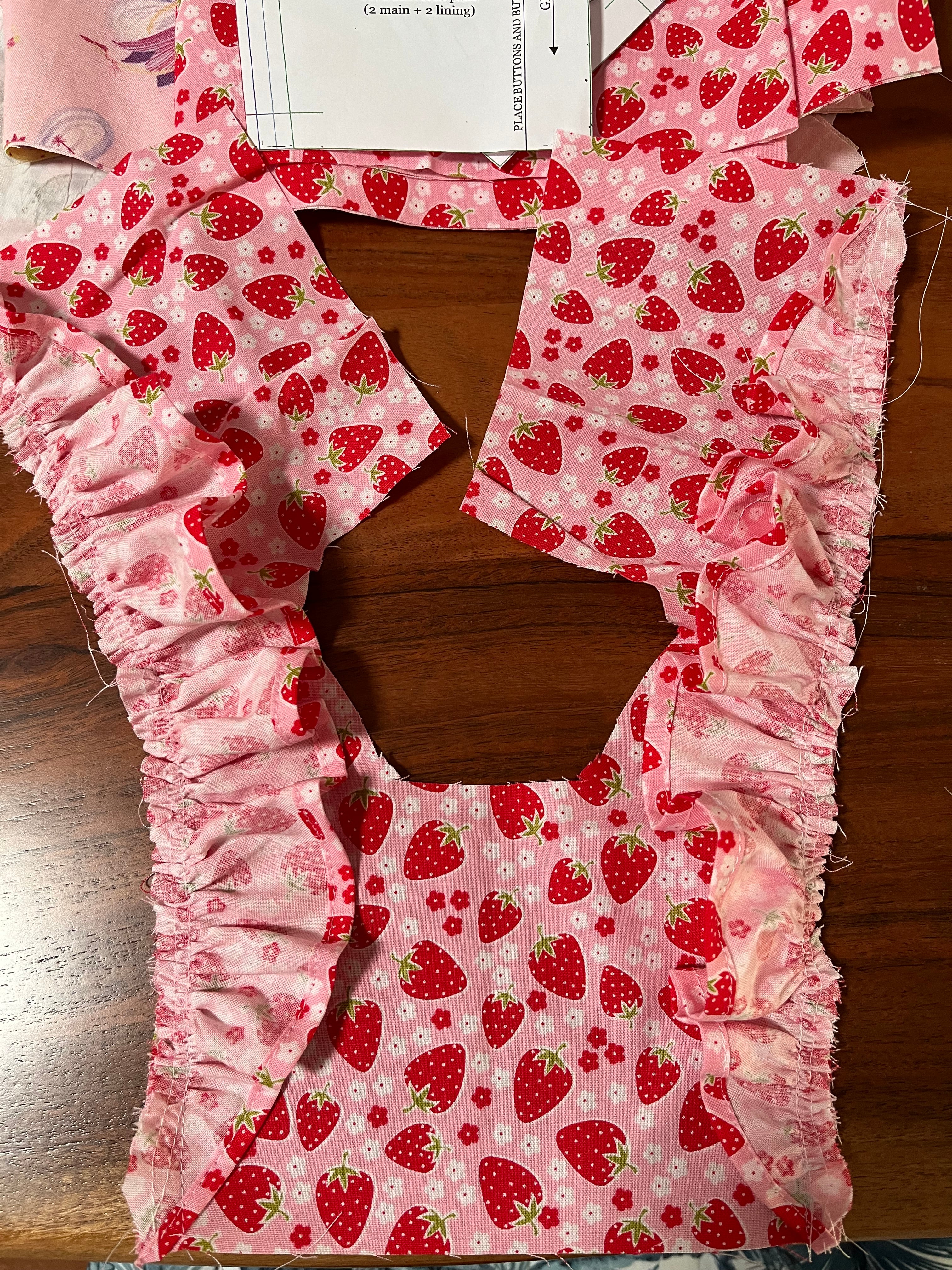 Handmade toddler pinafore / dress | Strawberries