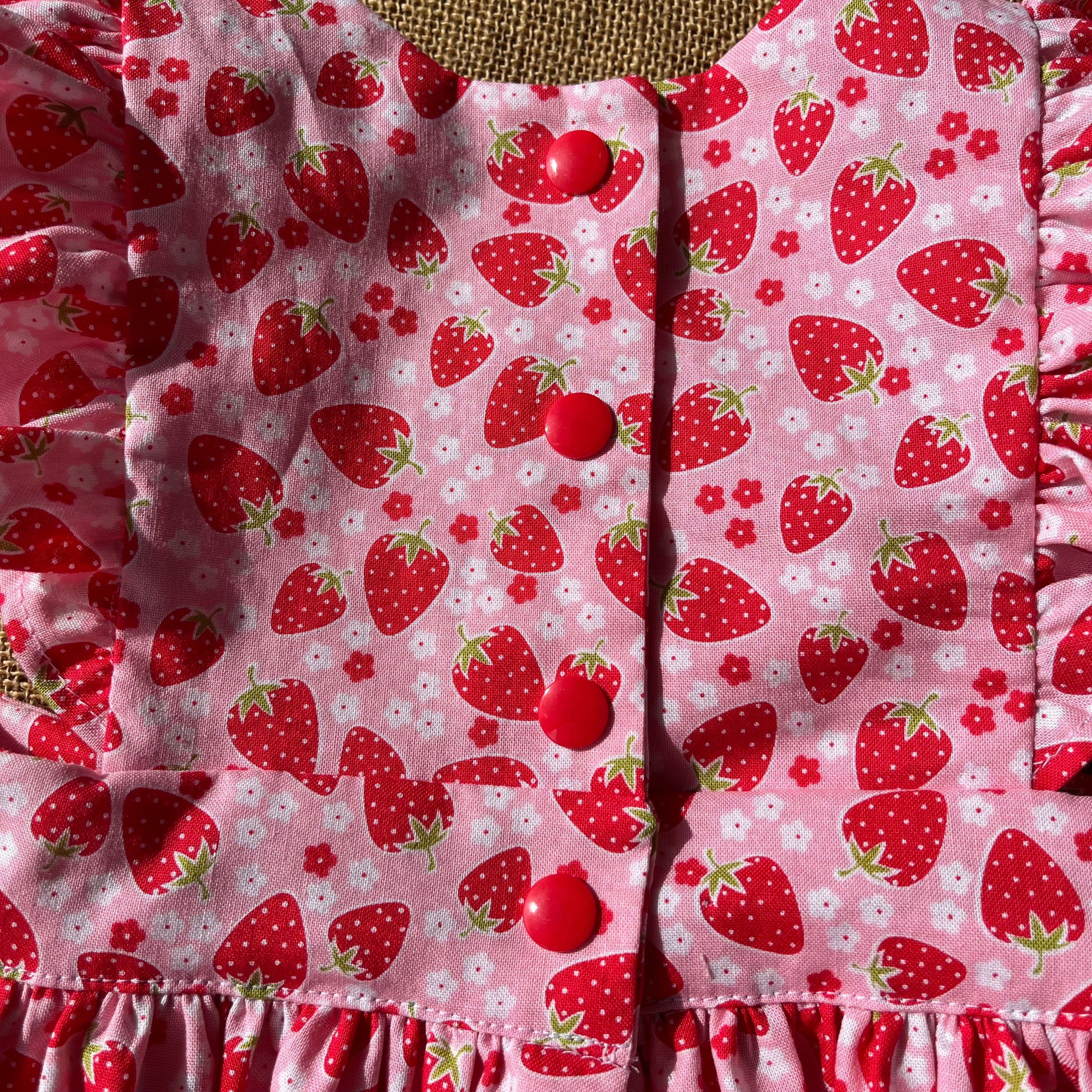 Handmade toddler pinafore / dress | Strawberries