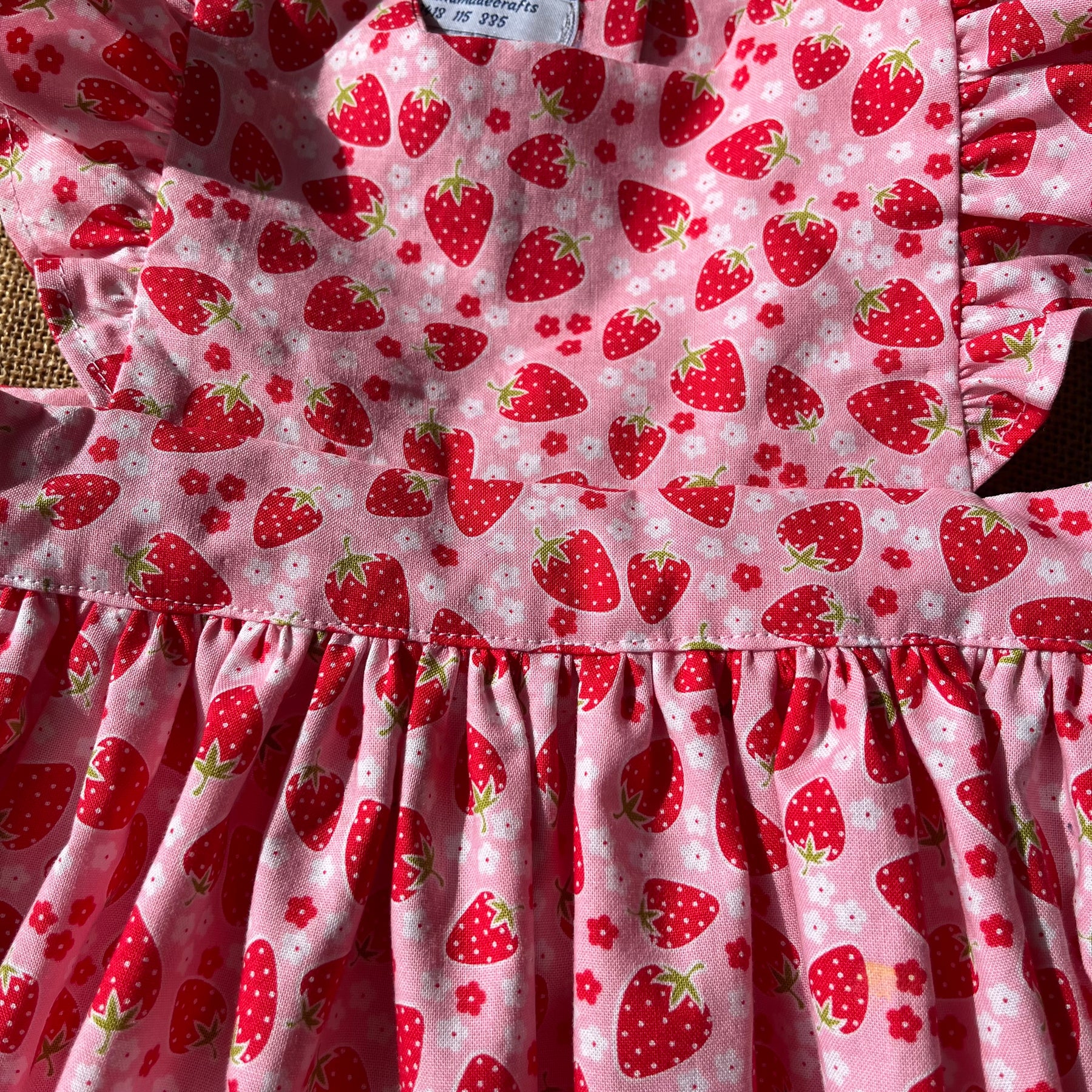 Handmade toddler pinafore / dress | Strawberries